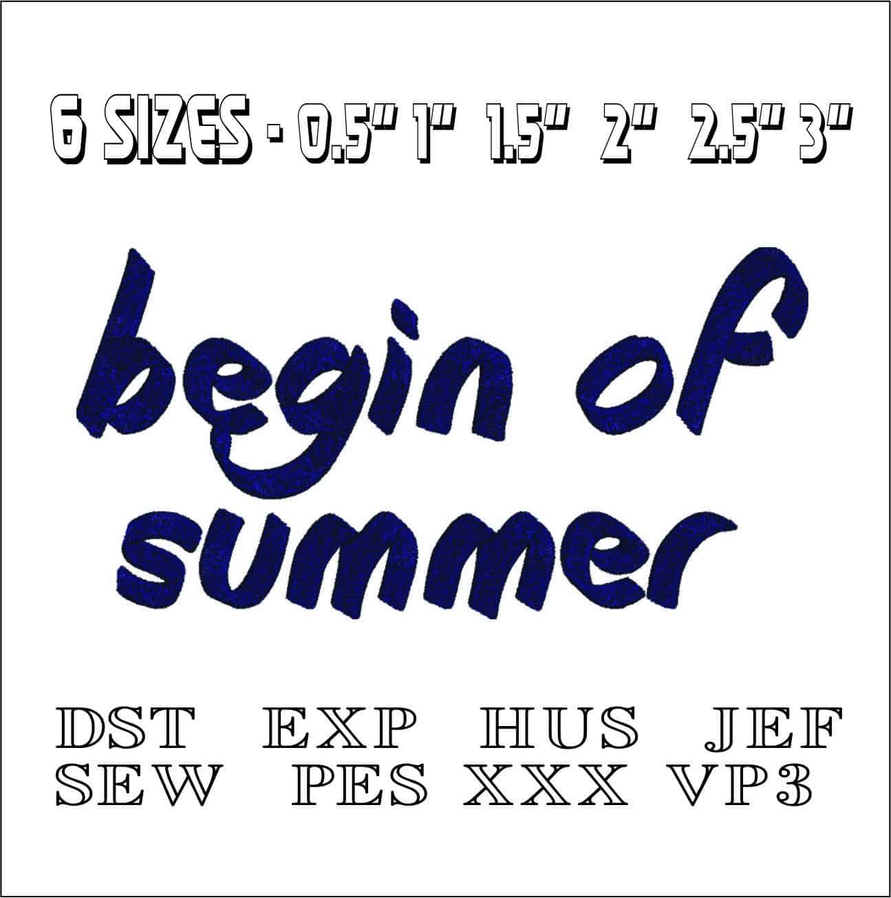 Beginning of Summer Font Embroidery Font Set - 0.5" 1" 1.5" 2" 2.5" 3"  - Machine Embroidery Alphabet Font - instant download — view 2