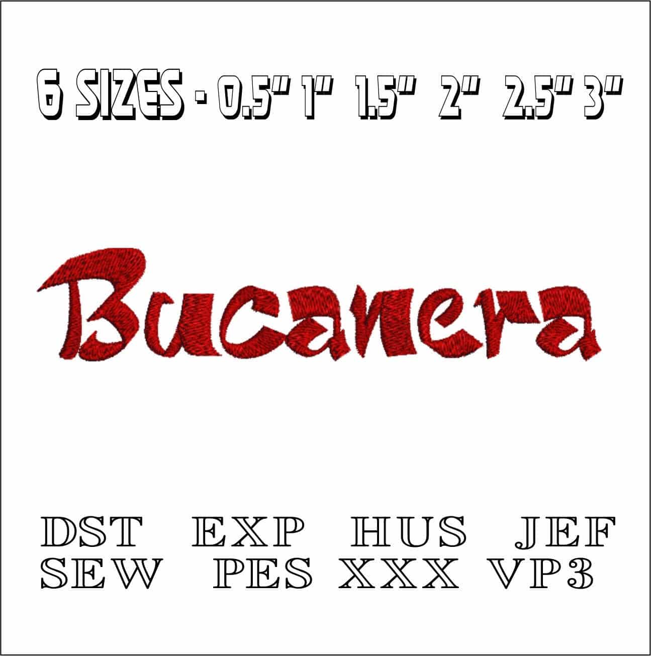 Bucanera Font Embroidery Font Set - 0.5" 1" 1.5" 2" 2.5" 3"  - Machine Embroidery Alphabet Font - instant download — view 2