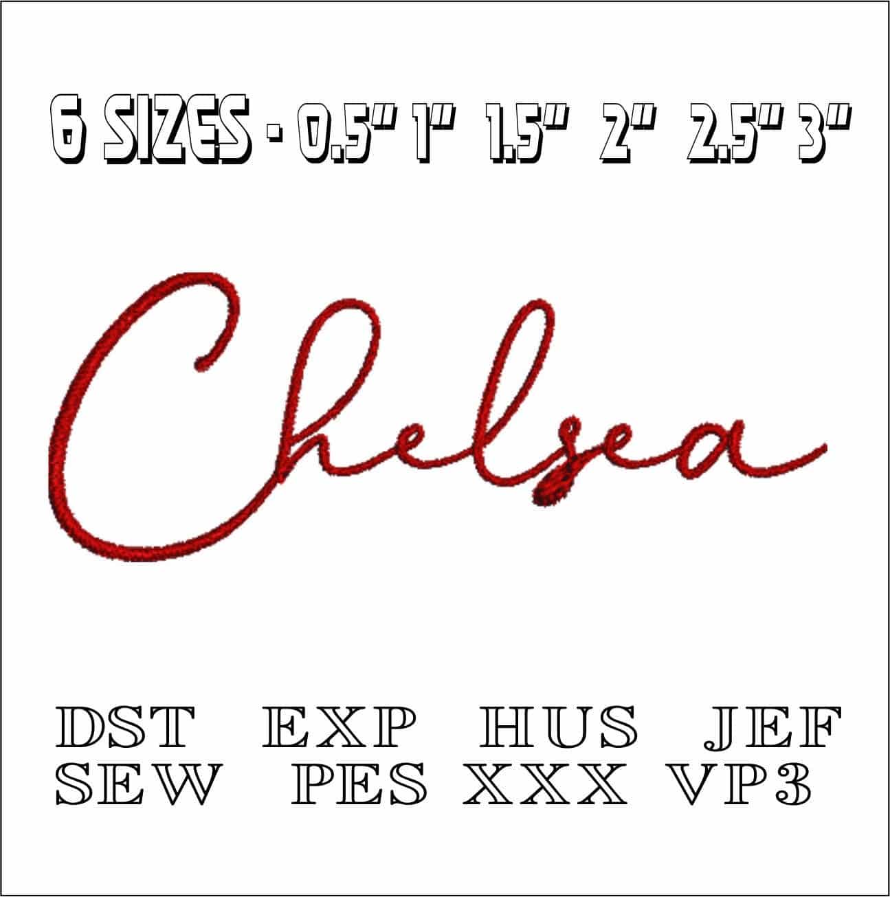 Chelsea Font Embroidery Font Set - 0.5" 1" 1.5" 2" 2.5" 3"  - Machine Embroidery Alphabet Font - instant download — view 2