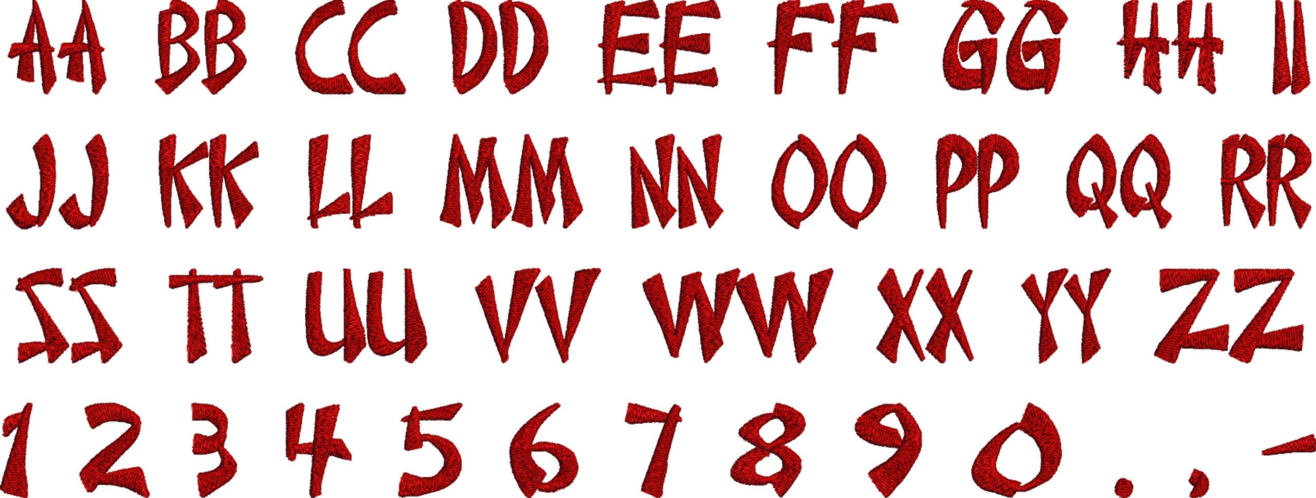 Chinese Takeaway Font Embroidery Font Set - 0.5" 1" 1.5" 2" 2.5" 3"  - Machine Embroidery Alphabet Font - instant download — view 6