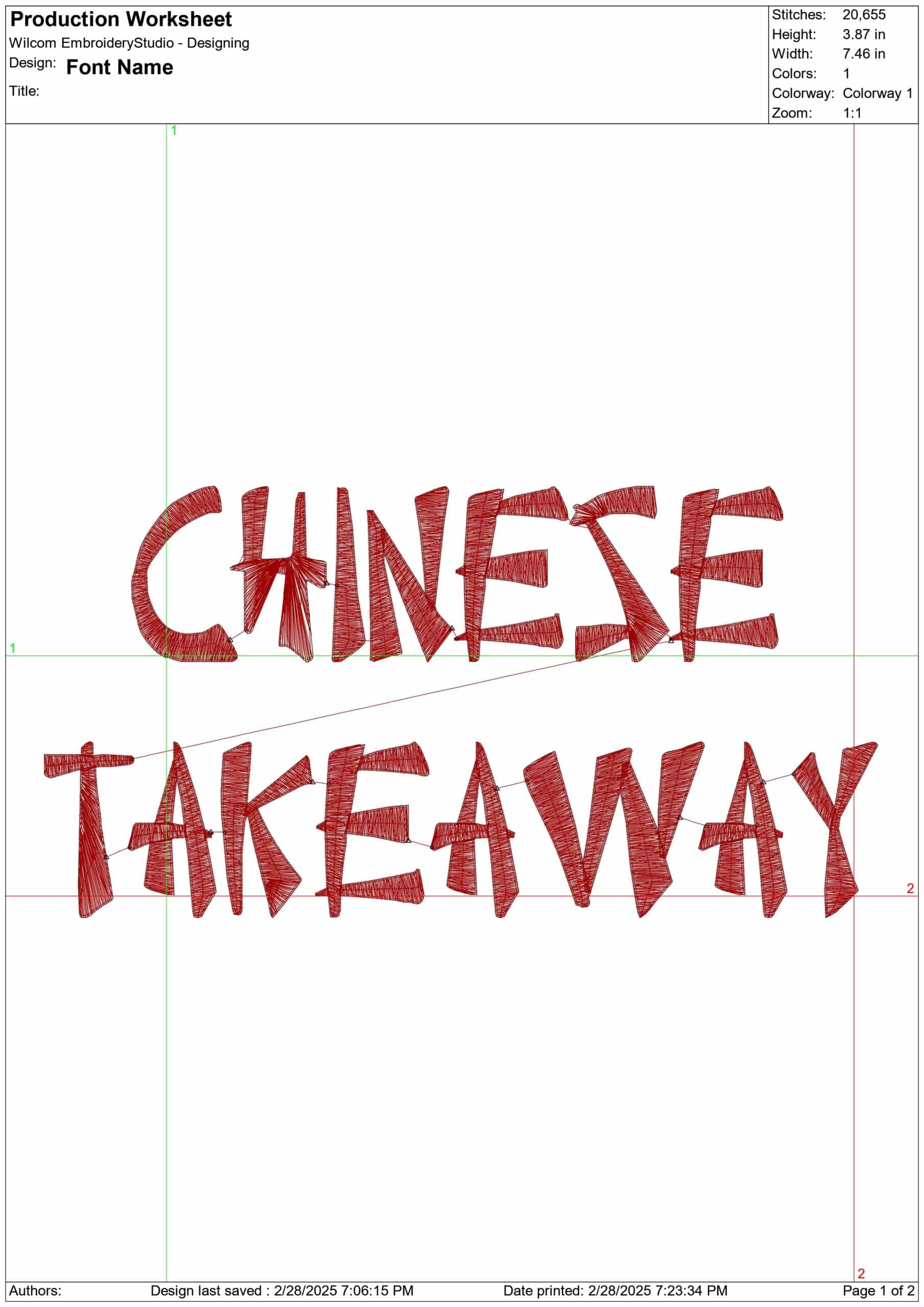Chinese Takeaway Font Embroidery Font Set - 0.5" 1" 1.5" 2" 2.5" 3"  - Machine Embroidery Alphabet Font - instant download — view 3