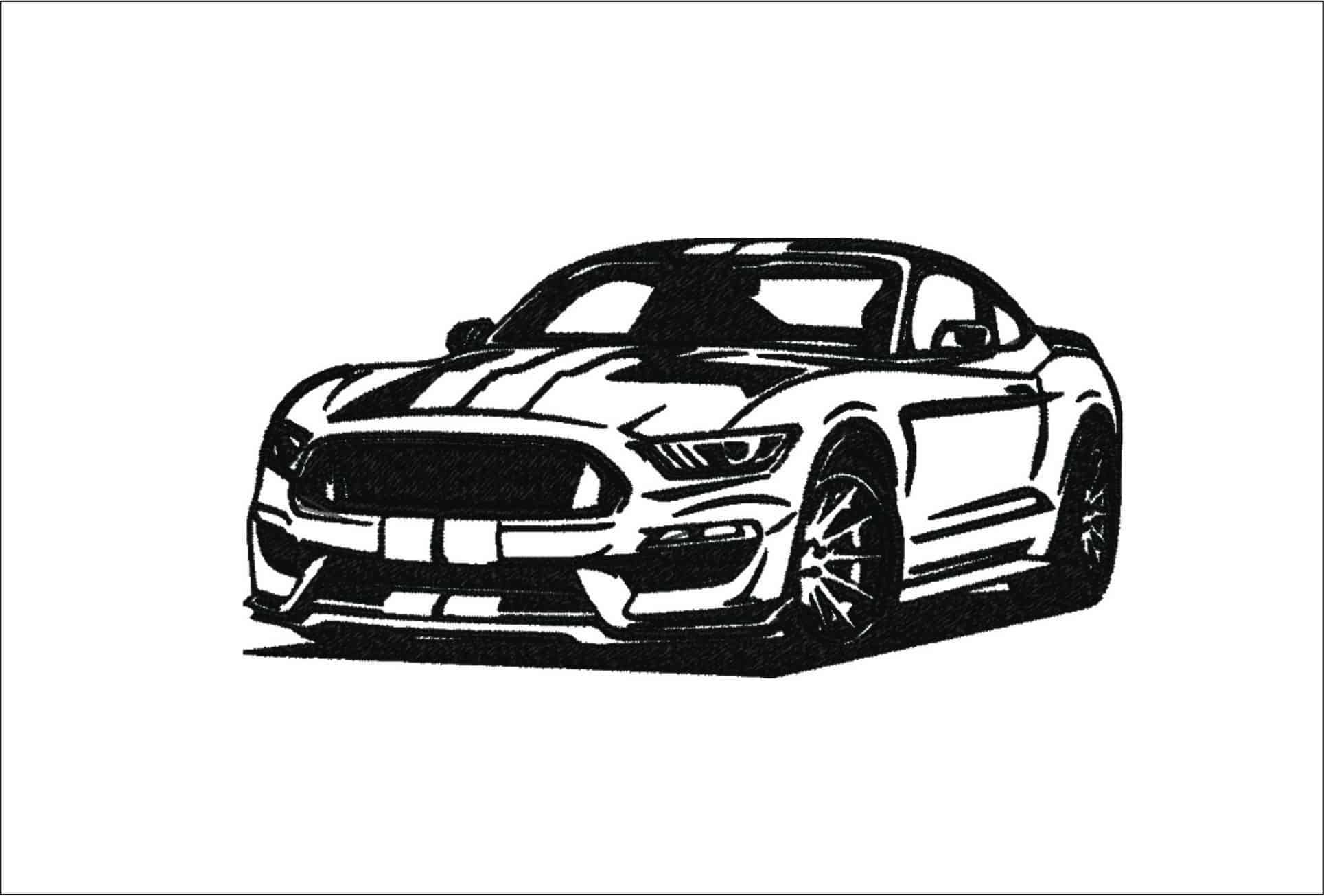 Ford Mustang GT Outline - Swoosh - Nike Car embroidery design - instant download