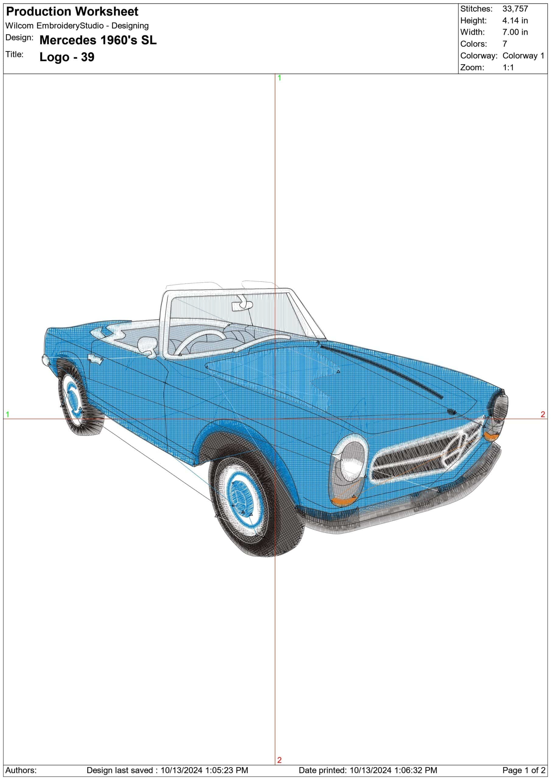Mercedes SL 1960's - Swoosh - Nike Car embroidery design - instant download — view 2