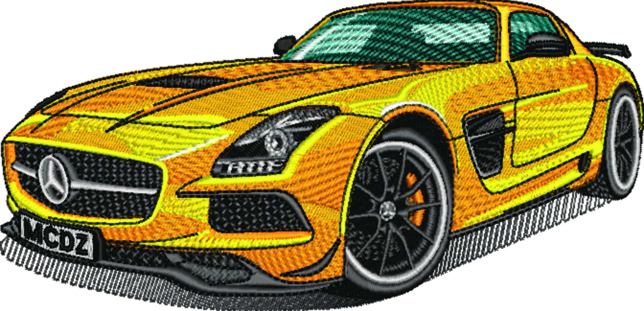 Mercedes SLS Yellow - Swoosh - Nike Car embroidery design - instant download — view 5
