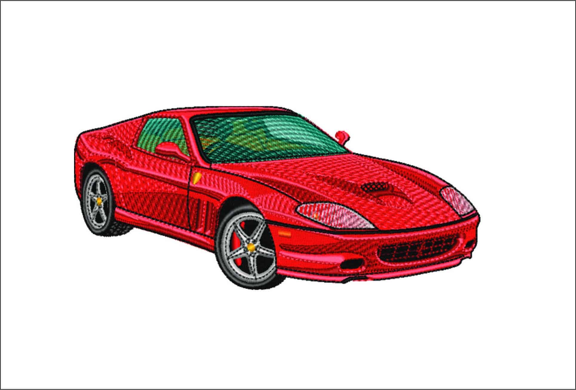 Red Ferrari Maranello 550 - Swoosh - Nike Car embroidery design - instant download