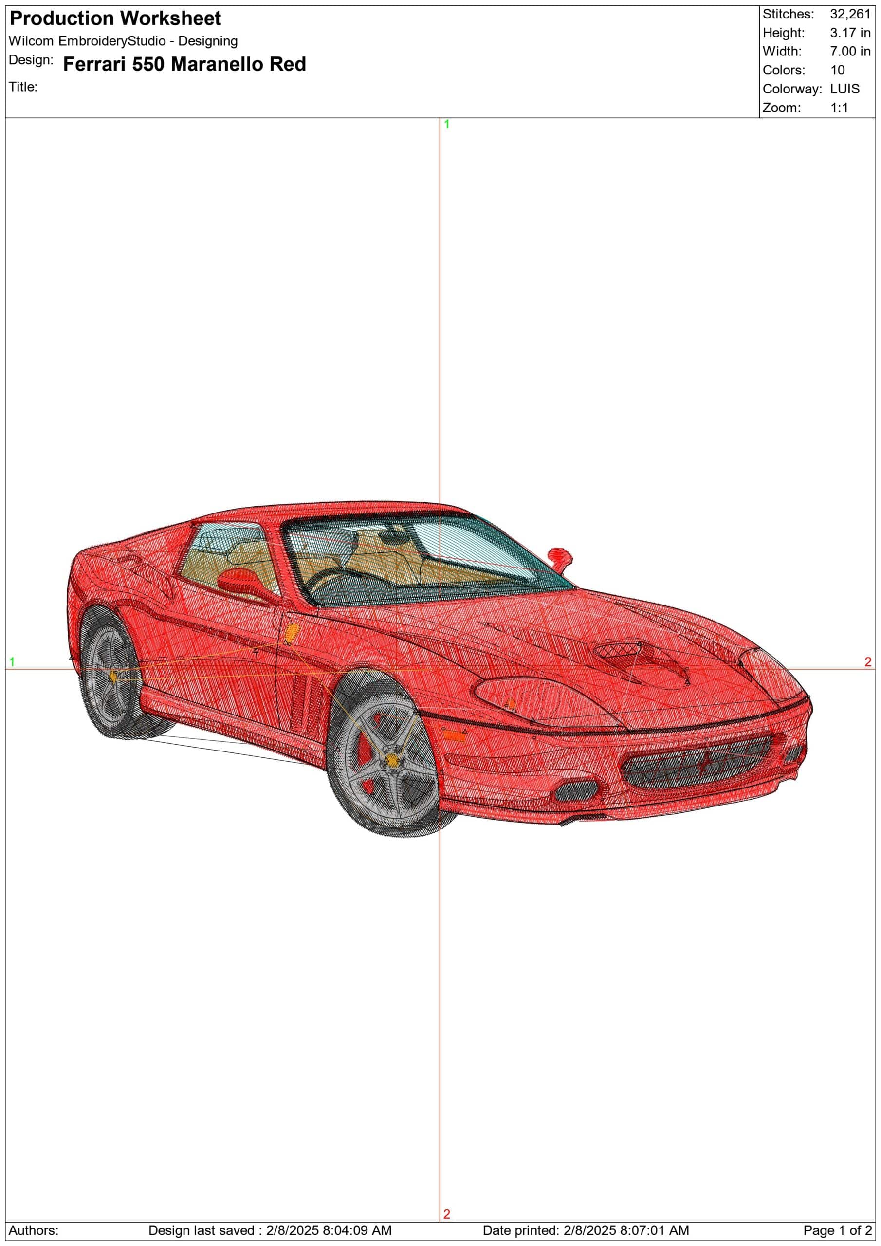 Red Ferrari Maranello 550 - Swoosh - Nike Car embroidery design - instant download — view 3