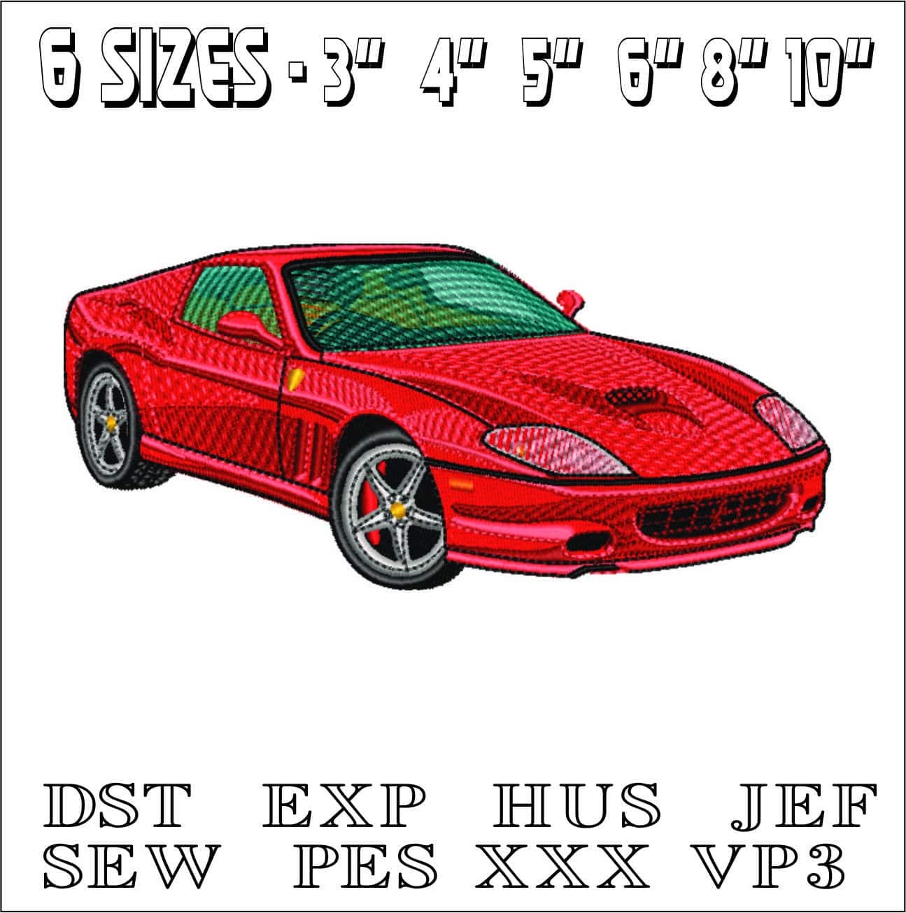 Red Ferrari Maranello 550 - Swoosh - Nike Car embroidery design - instant download — view 2