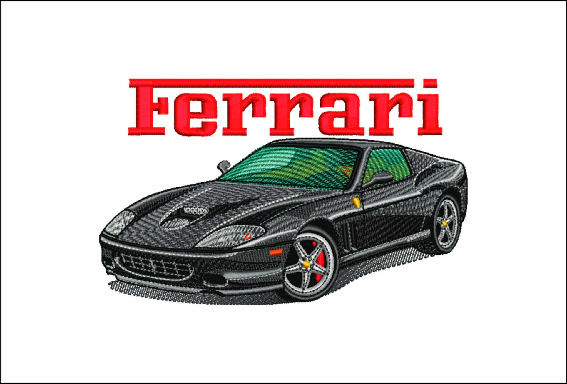 Ferrari Maranello 550 with Name - Swoosh - Nike Car embroidery design - instant download