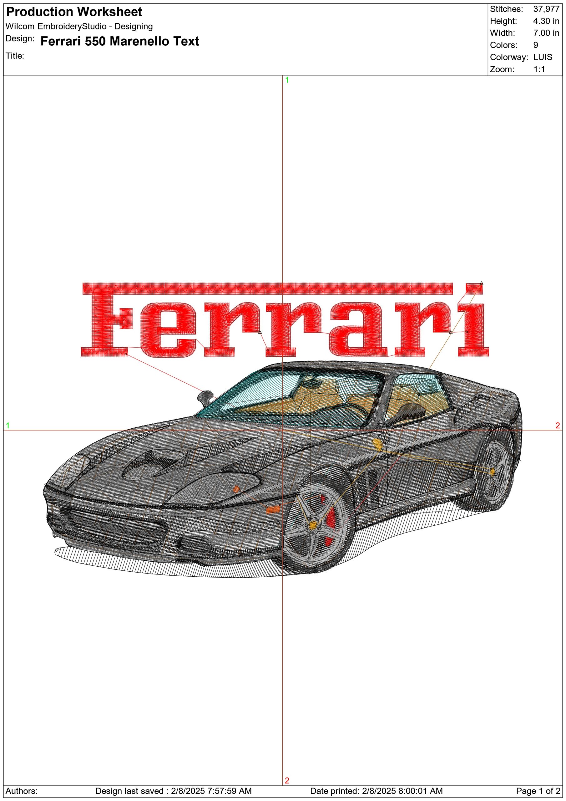 Ferrari Maranello 550 with Name - Swoosh - Nike Car embroidery design - instant download — view 3