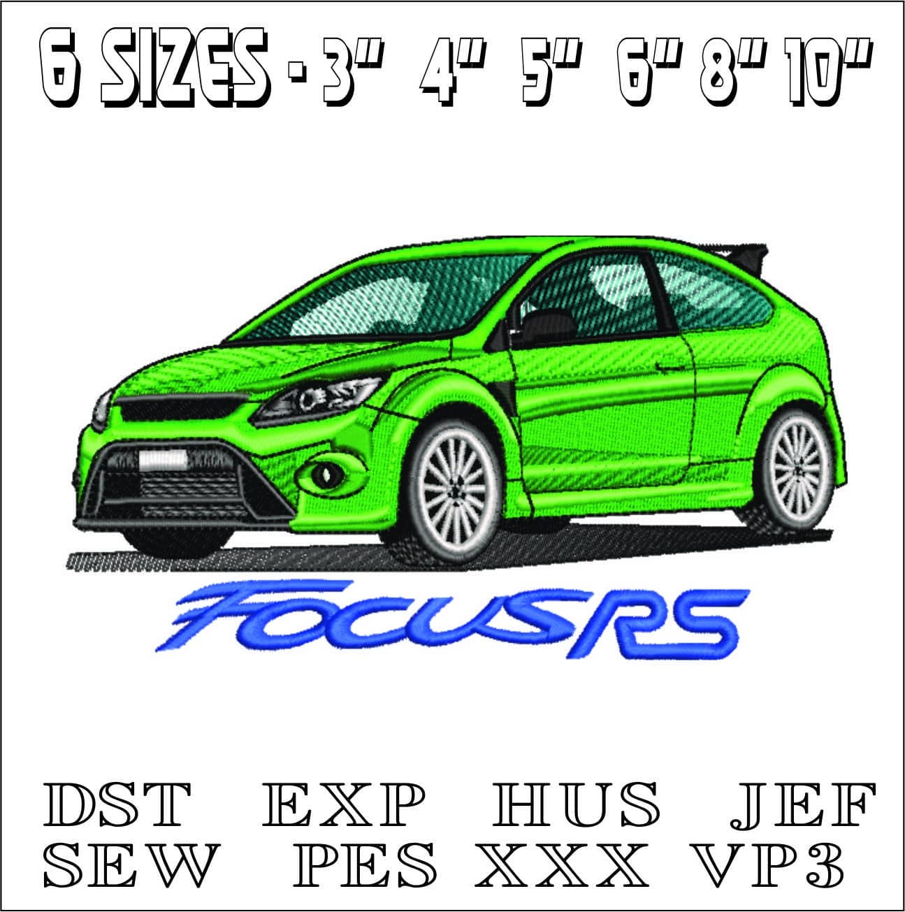 Ford Focus RS With RS - Swoosh - Nike Car embroidery design - instant download — view 2