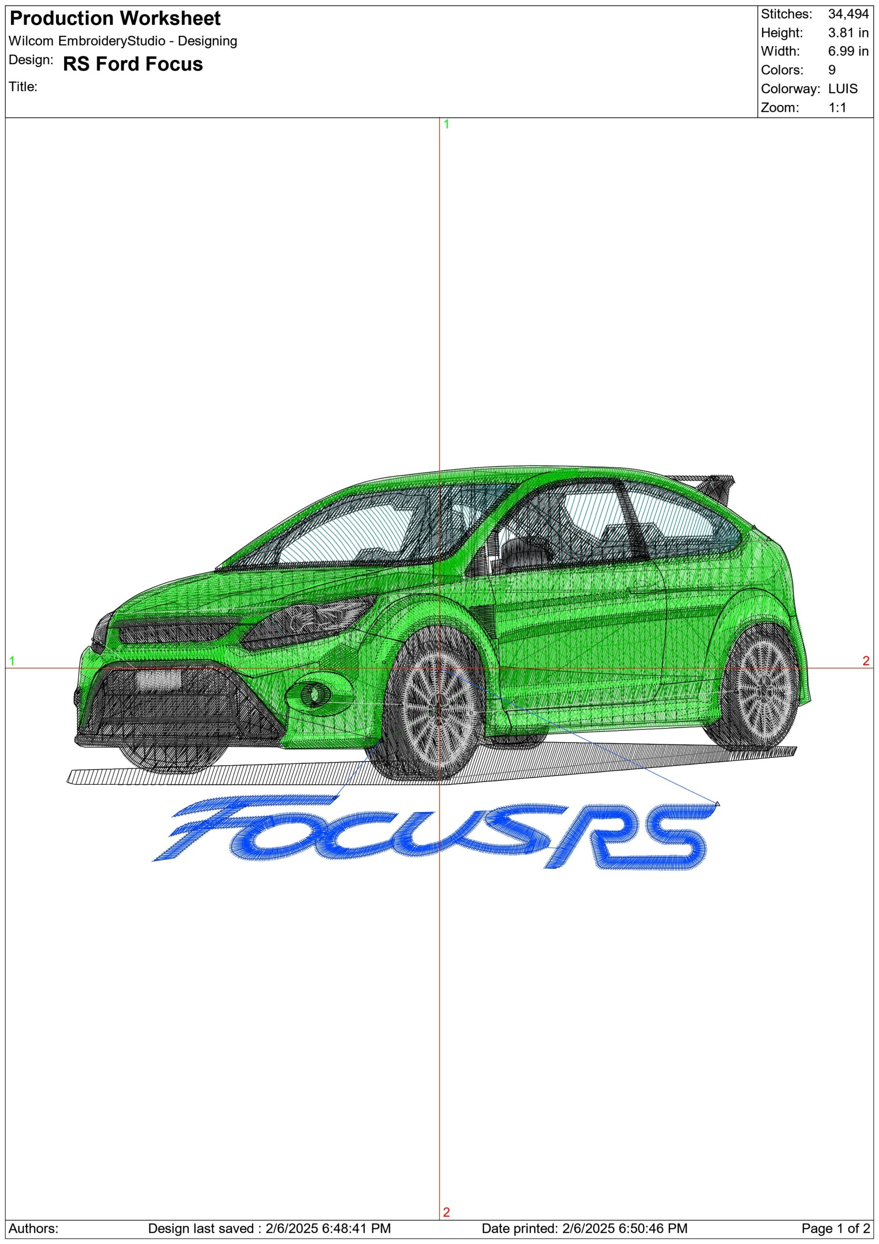 Ford Focus RS With RS - Swoosh - Nike Car embroidery design - instant download — view 3