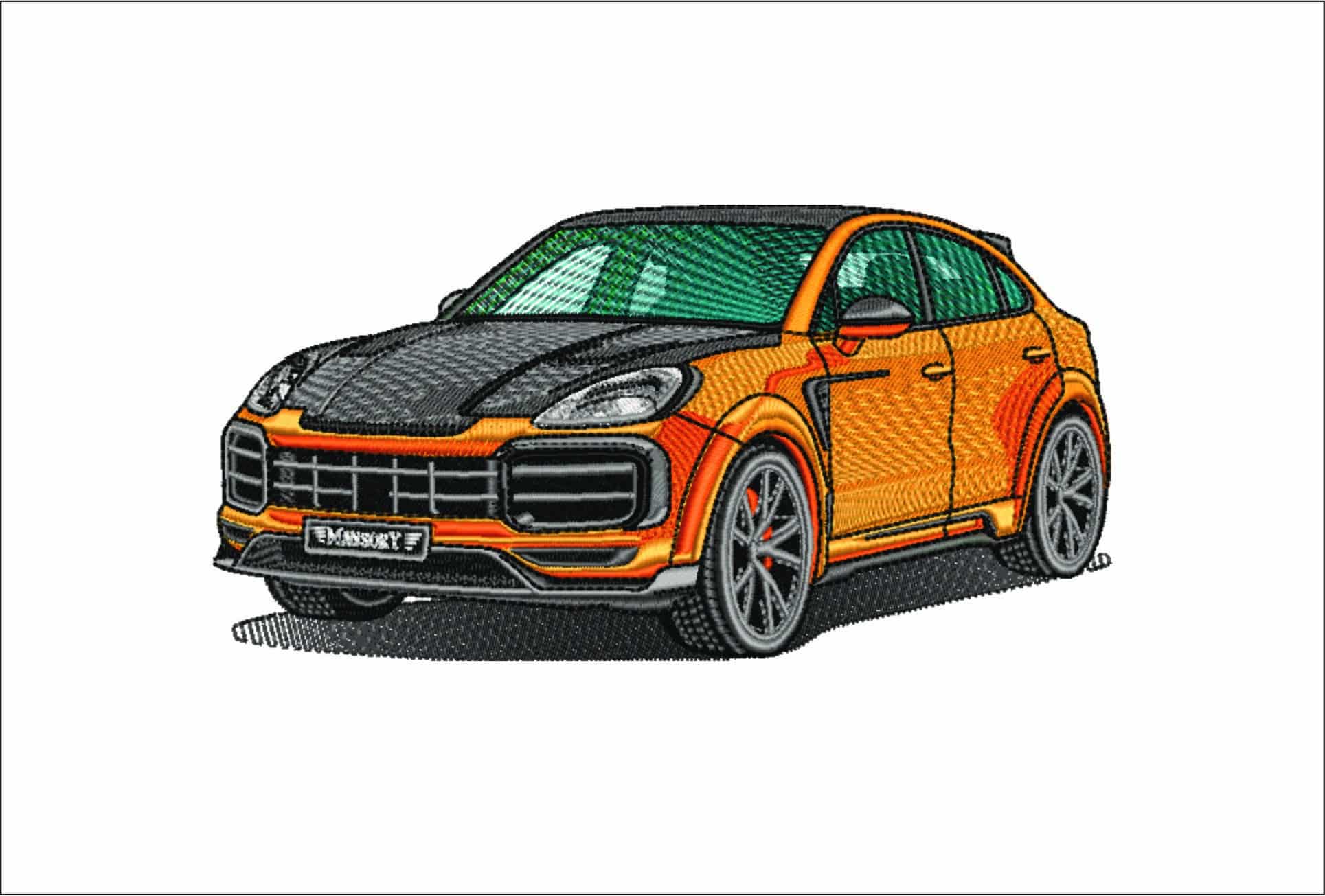Porsche Cayenne Mansory - Swoosh - Nike Car embroidery design - instant download