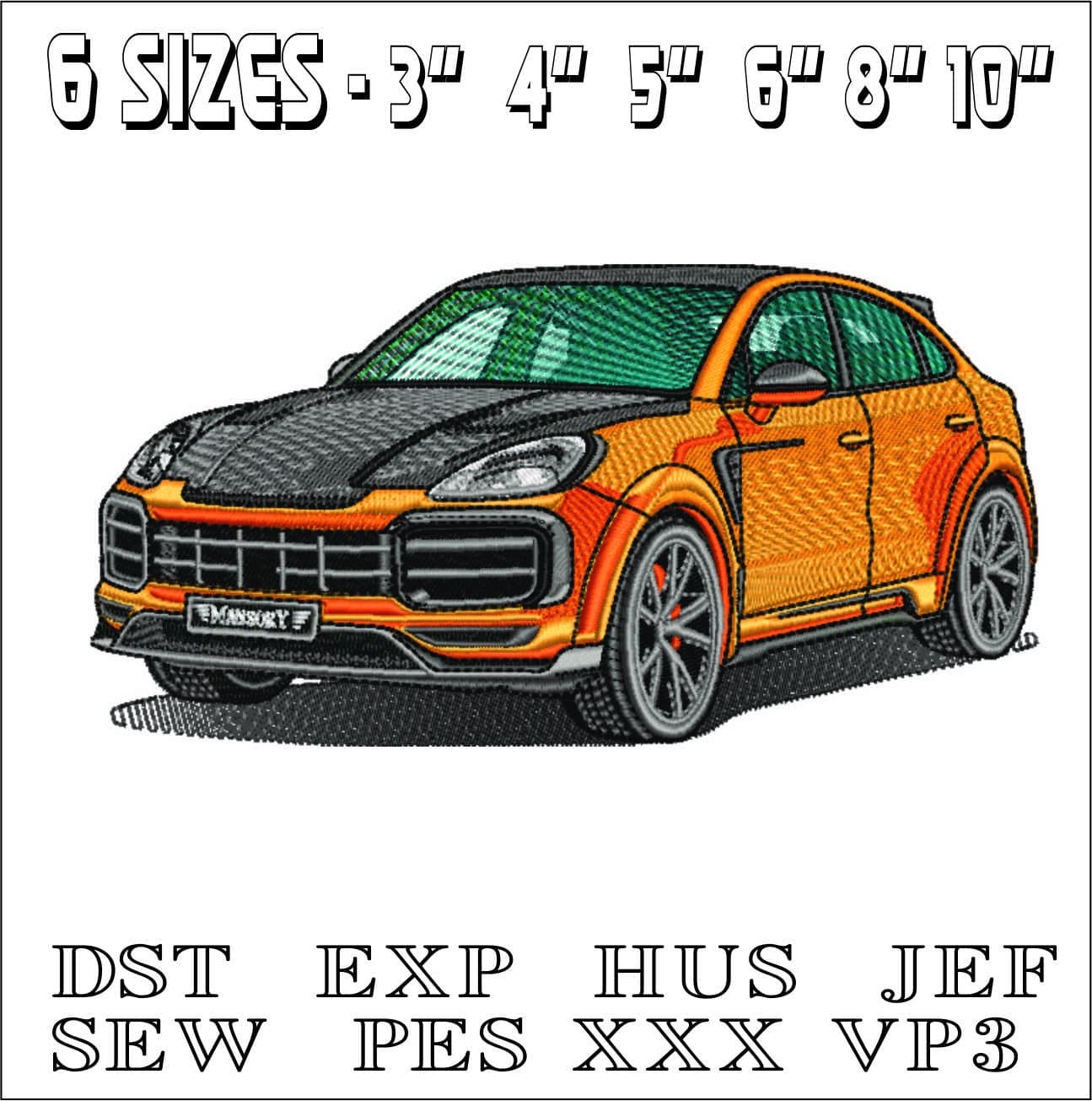 Porsche Cayenne Mansory - Swoosh - Nike Car embroidery design - instant download — view 2