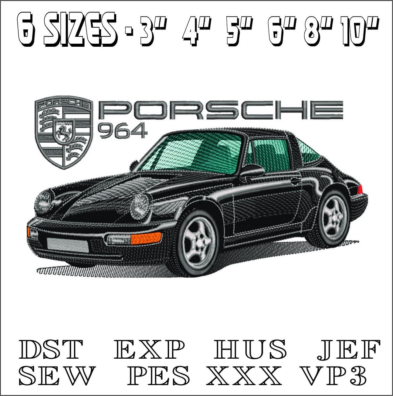 Porsche 964 Porsche Title - Swoosh - Nike Car embroidery design - instant download — view 2