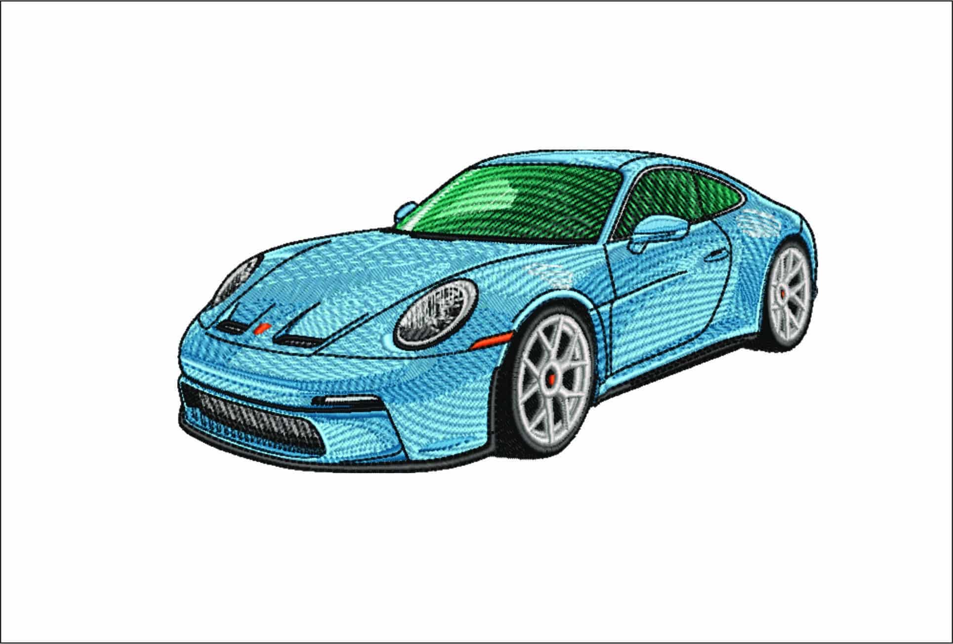 Porsche 911 Blue - Swoosh - Nike Car embroidery design - instant download