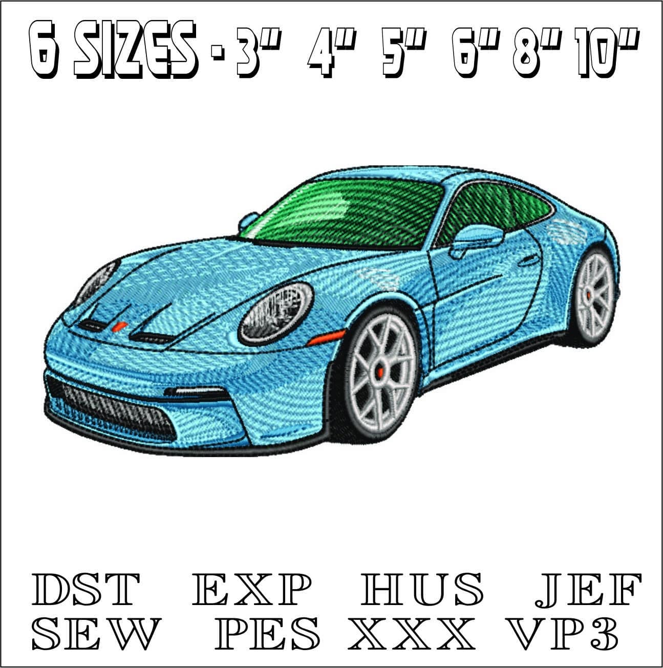 Porsche 911 Blue - Swoosh - Nike Car embroidery design - instant download — view 2