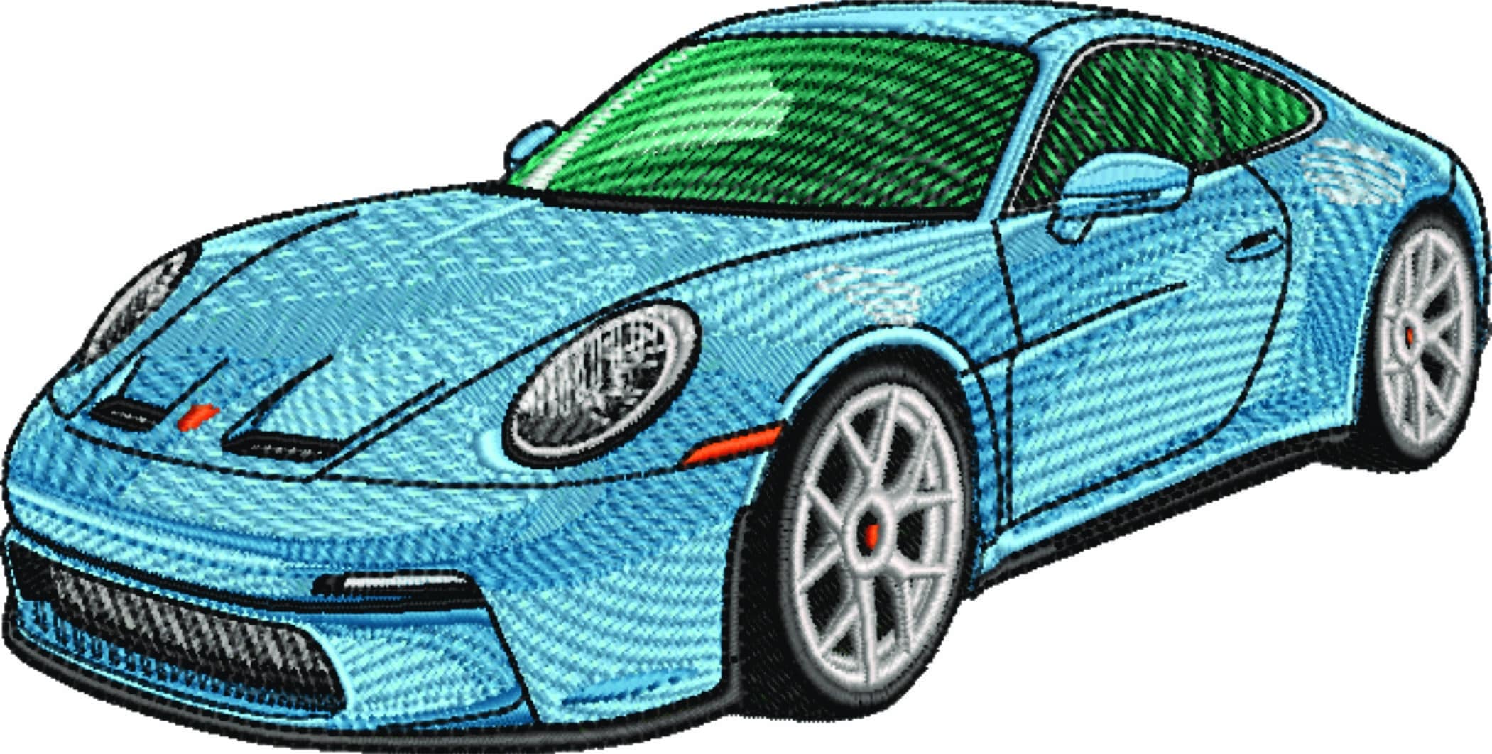 Porsche 911 Blue - Swoosh - Nike Car embroidery design - instant download — view 5