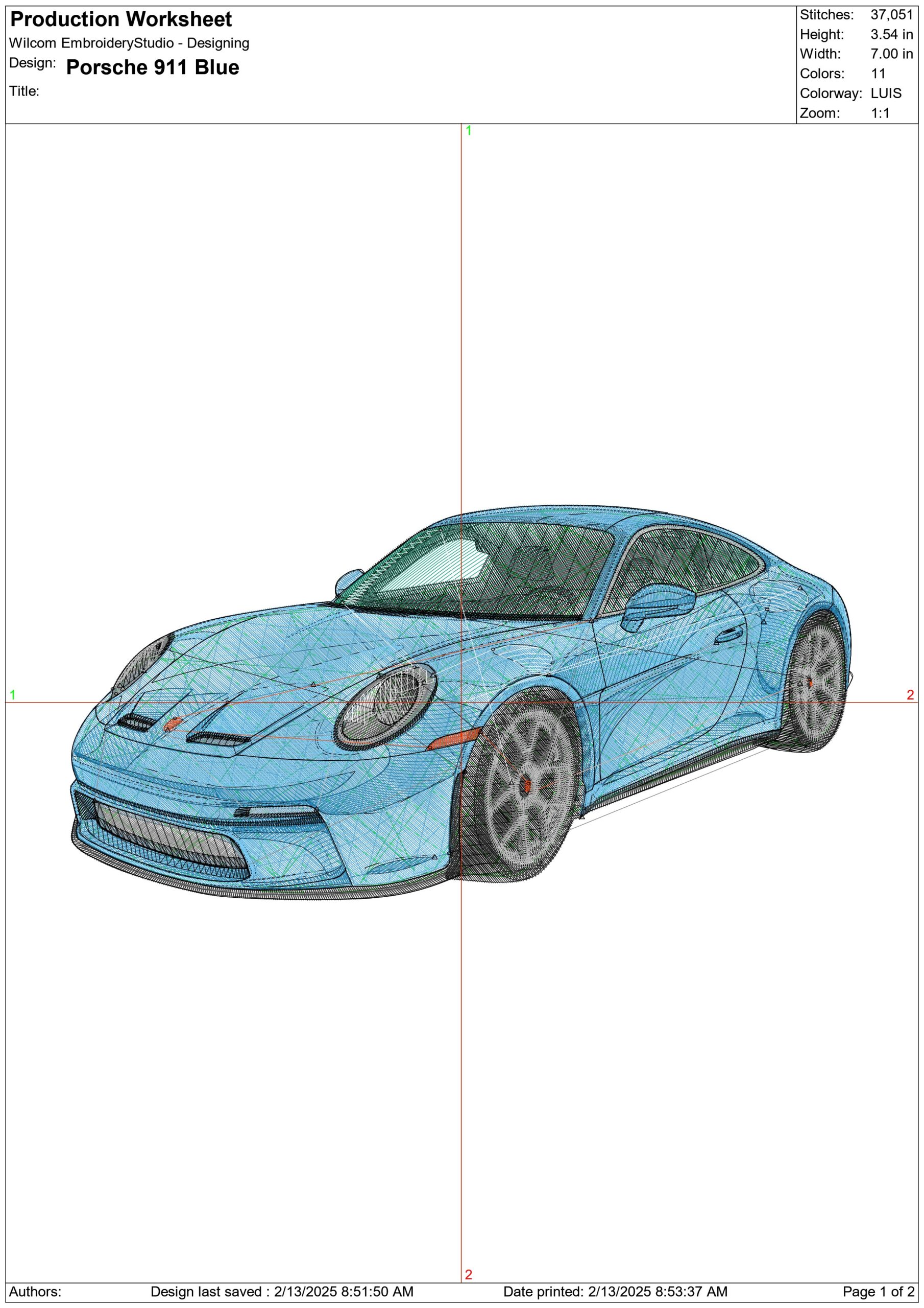 Porsche 911 Blue - Swoosh - Nike Car embroidery design - instant download — view 3
