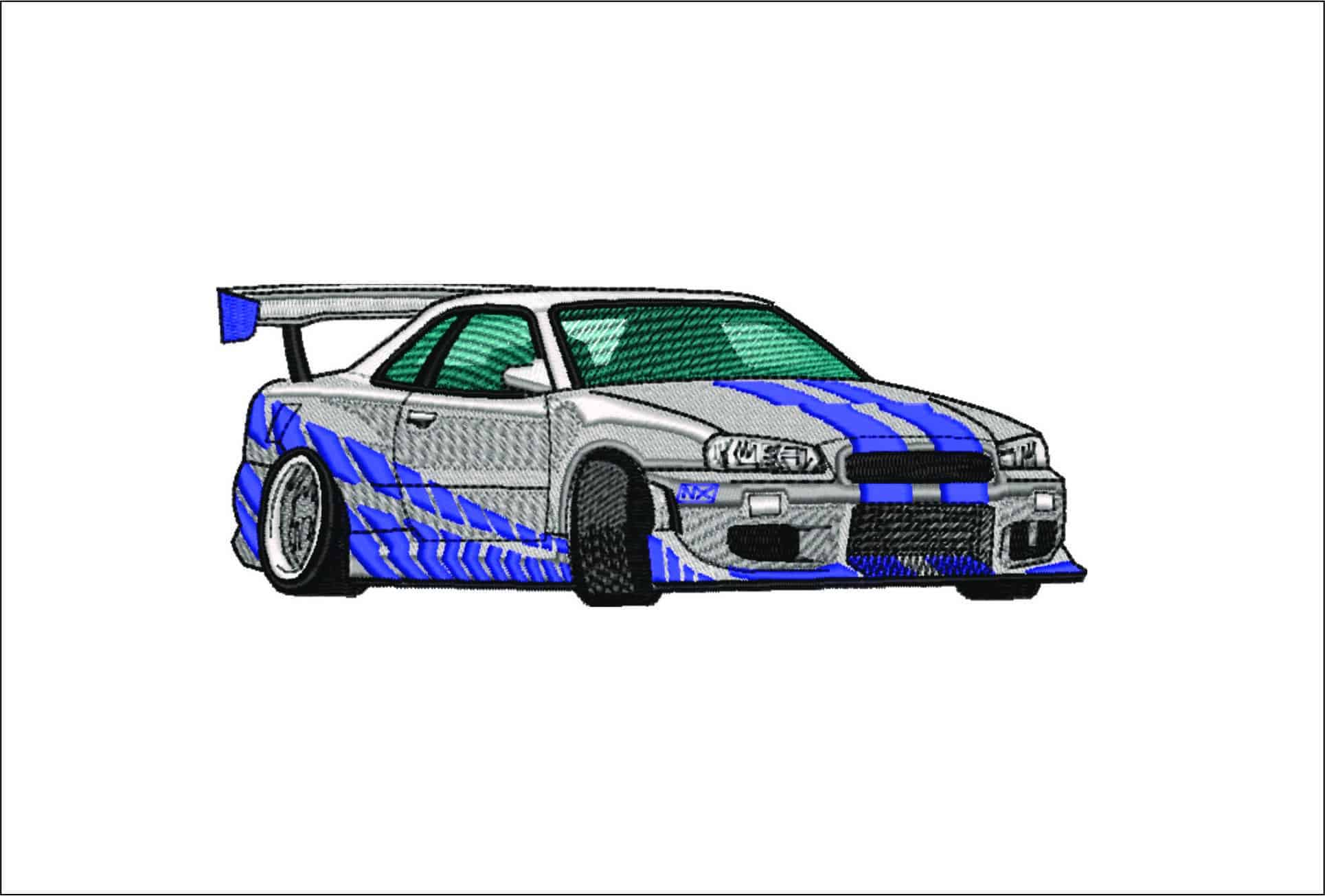 Nissan Skyline R34 - Swoosh - Nike Car embroidery design - instant download