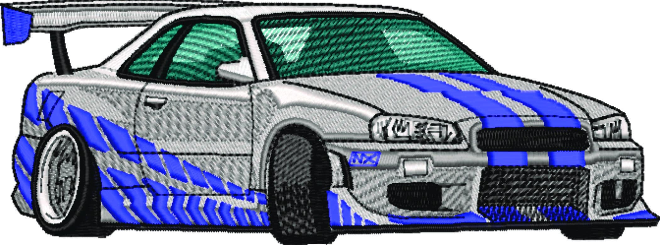 Nissan Skyline R34 - Swoosh - Nike Car embroidery design - instant download — view 5