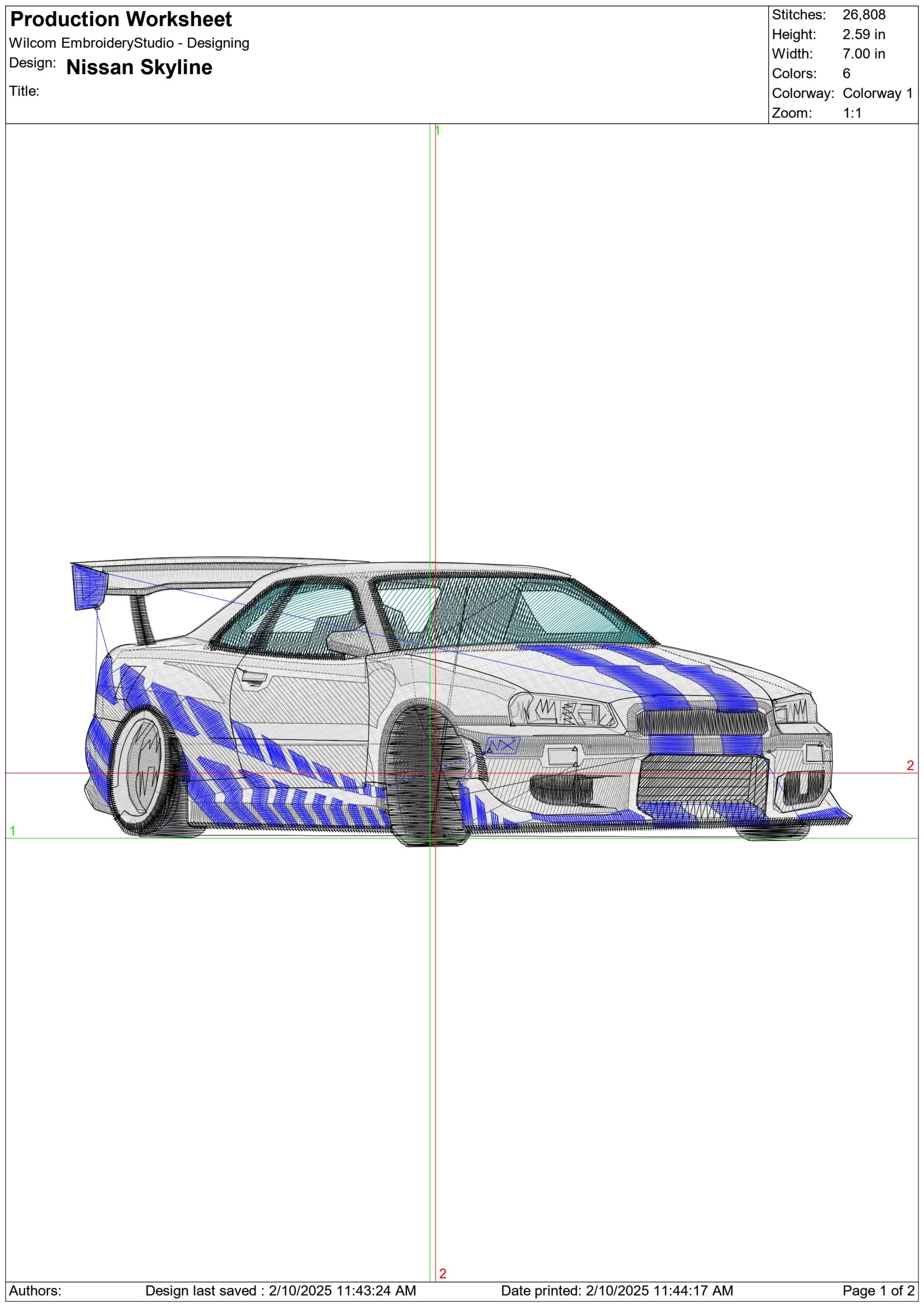 Nissan Skyline R34 - Swoosh - Nike Car embroidery design - instant download — view 3