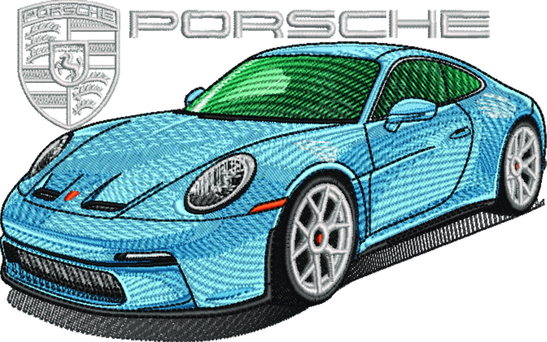 Porsche 911 Blue with Logo - Swoosh - Nike Car embroidery design - instant download — view 5