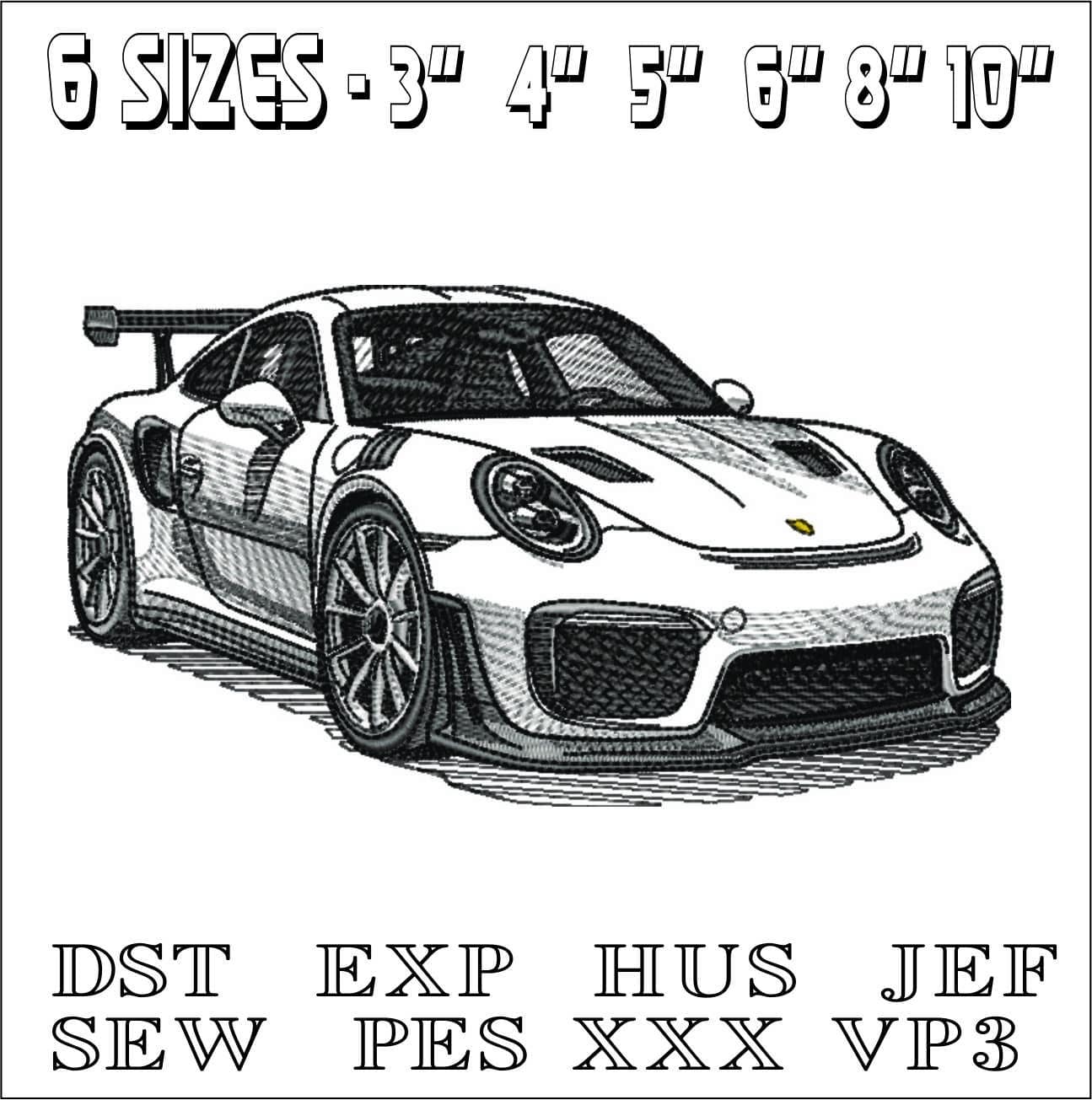 Porsche 911 GT3 RS Outline - Swoosh - Nike Car embroidery design - instant download — view 2