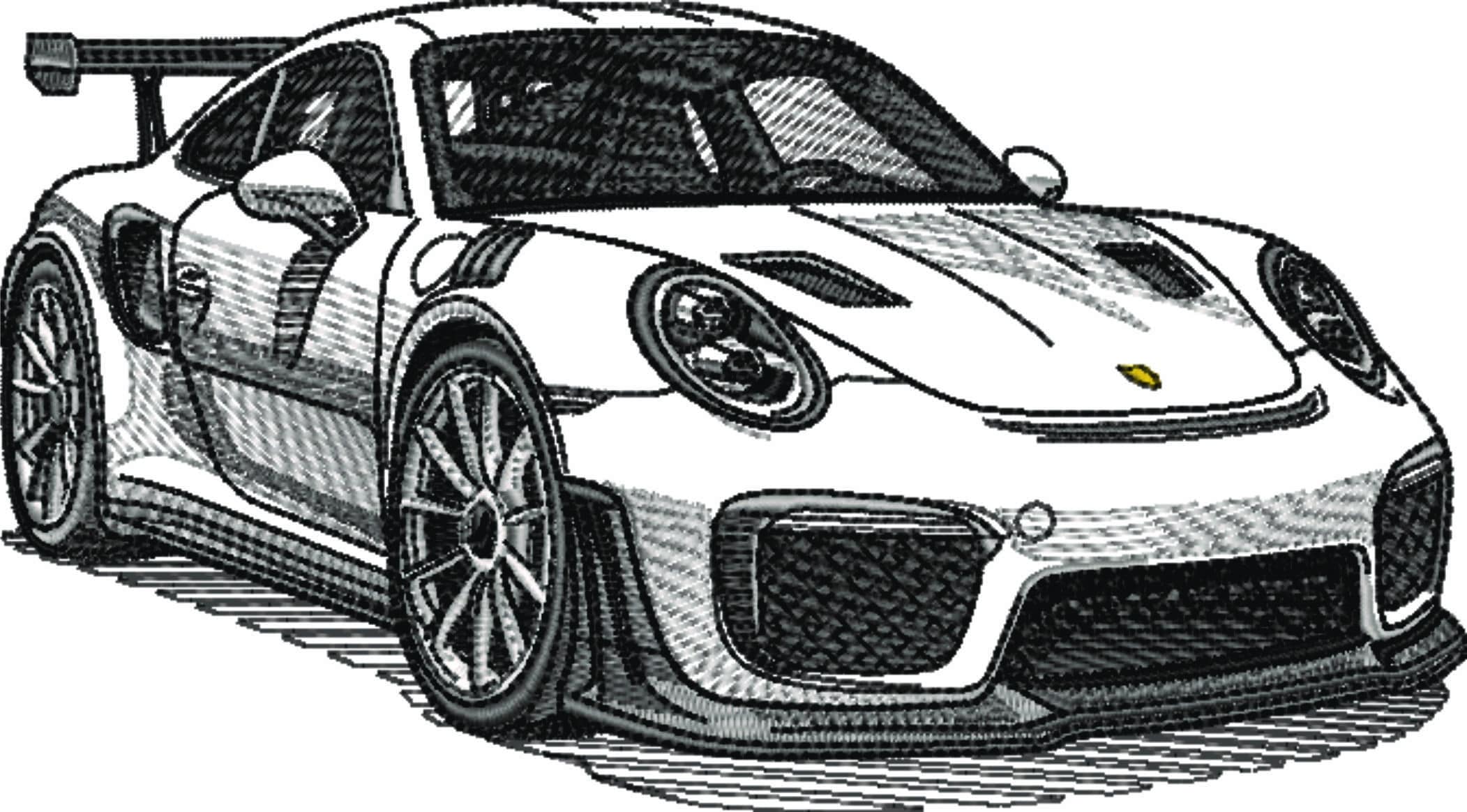 Porsche 911 GT3 RS Outline - Swoosh - Nike Car embroidery design - instant download — view 5