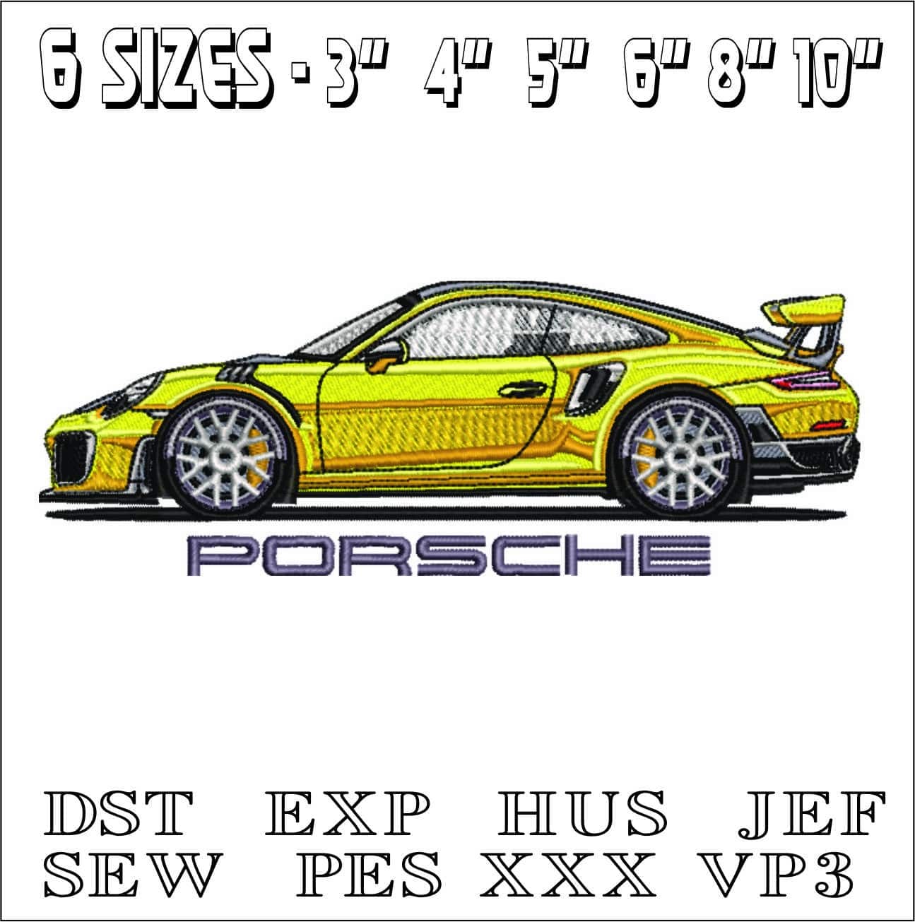 Porsche 911 GT3 RS with Logo - Swoosh - Nike Car embroidery design - instant download — view 2