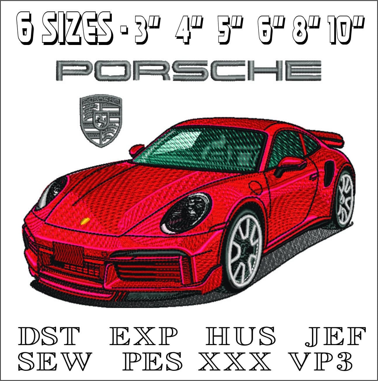 Porsche 911 Turbo with Logo - Swoosh - Nike Car embroidery design - instant download — view 2
