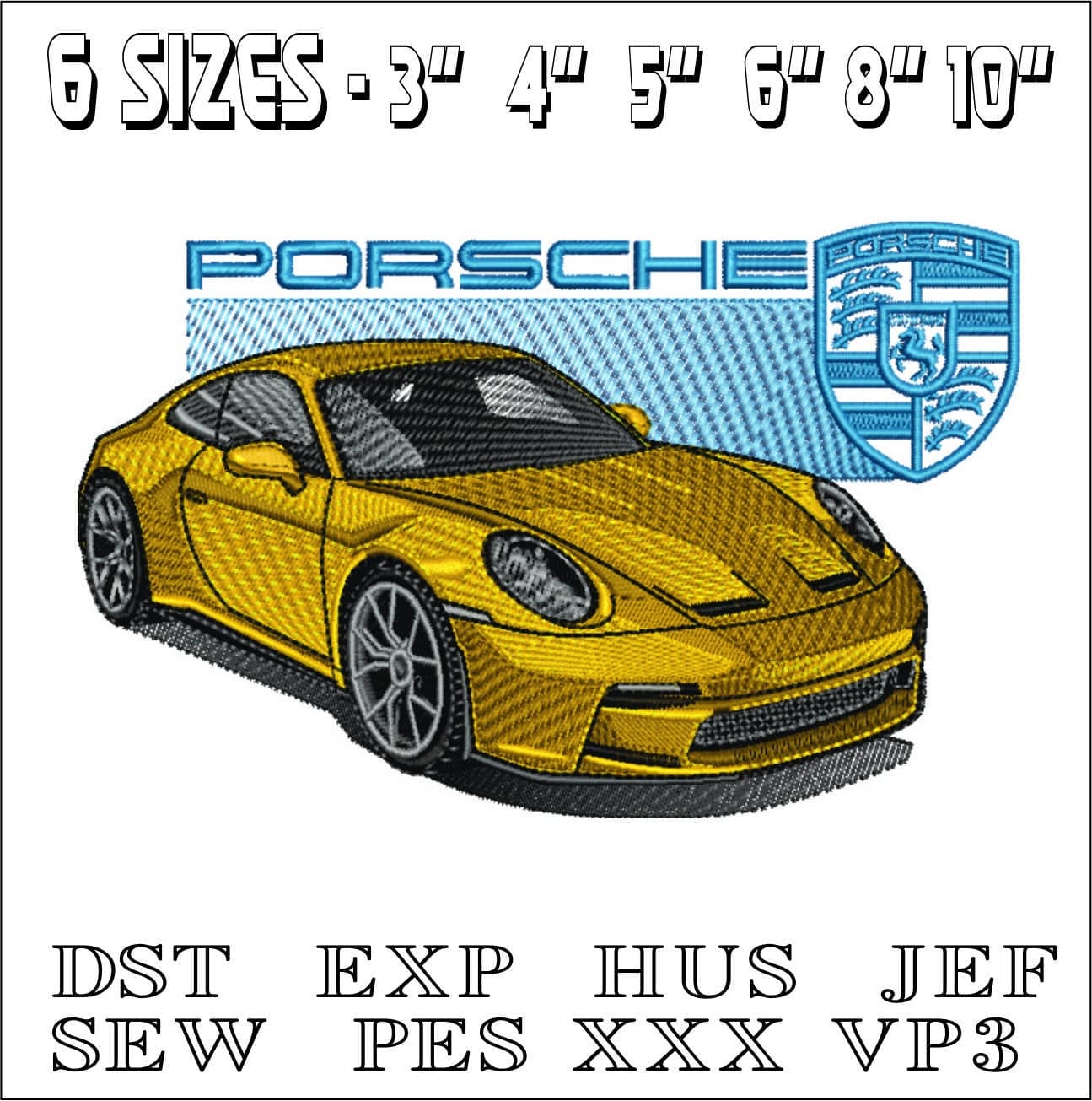 Porsche 911 with Logo - Swoosh - Nike Car embroidery design - instant download — view 2