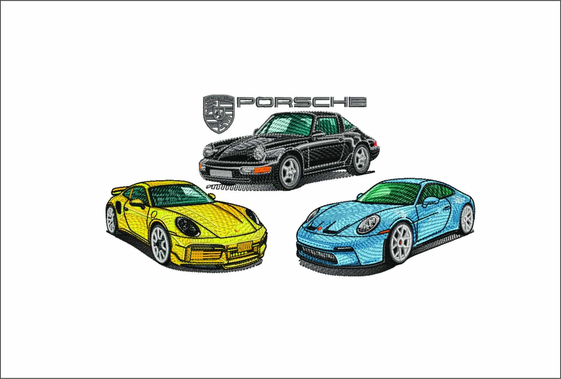 Porsche 911Garage with 944 and turbo with Logo - Swoosh - Nike Car embroidery design - instant download