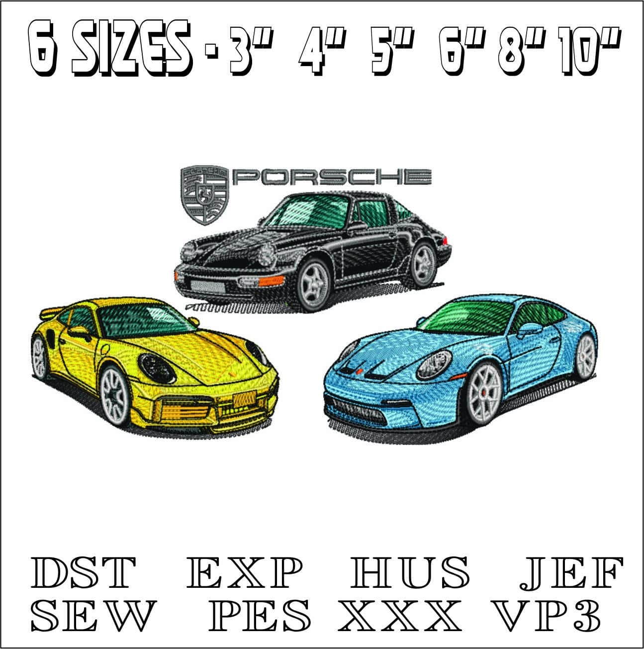 Porsche 911Garage with 944 and turbo with Logo - Swoosh - Nike Car embroidery design - instant download — view 2