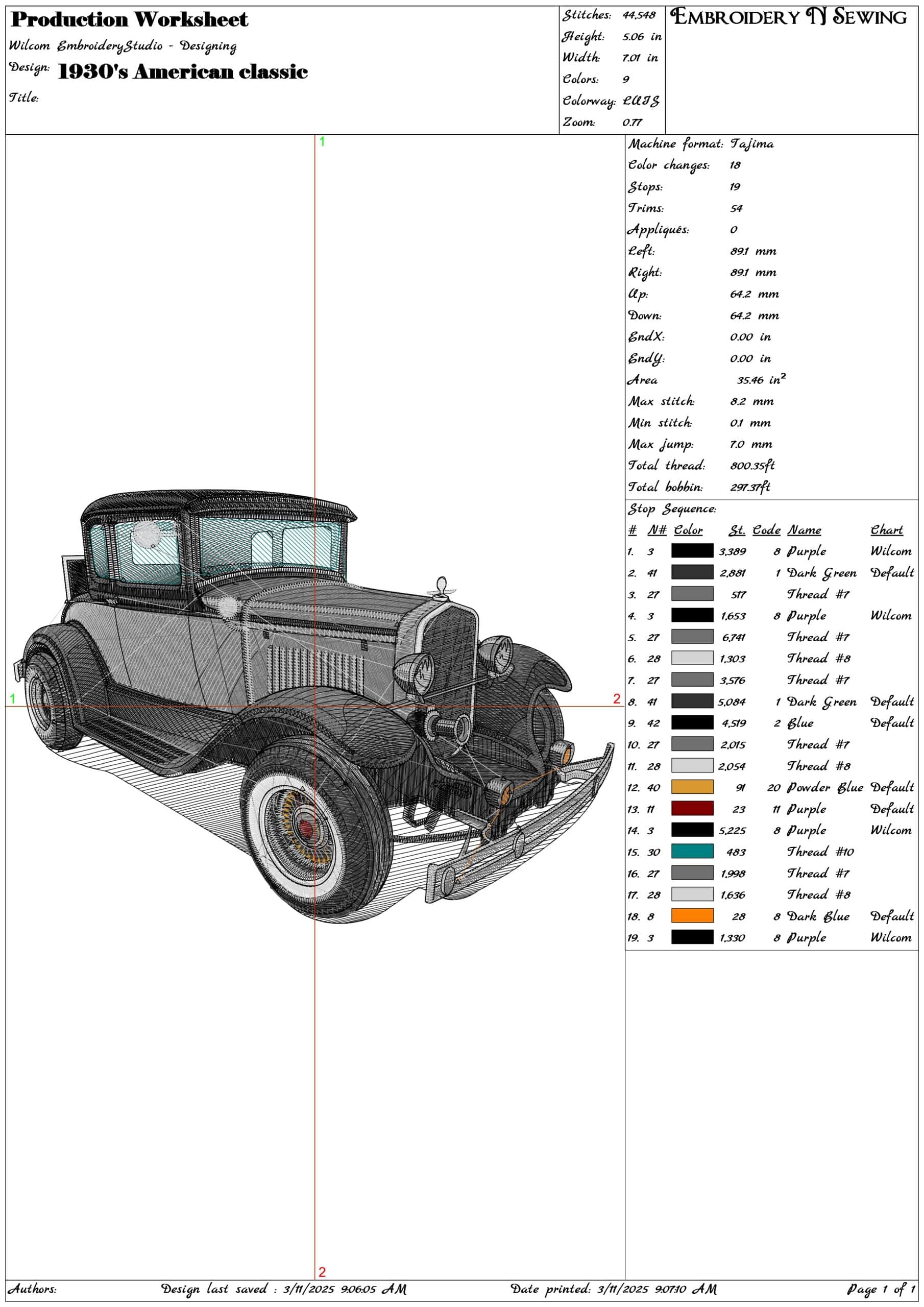 1930's American Classic Gangster Car - Swoosh - Nike Car embroidery design - instant download — view 3