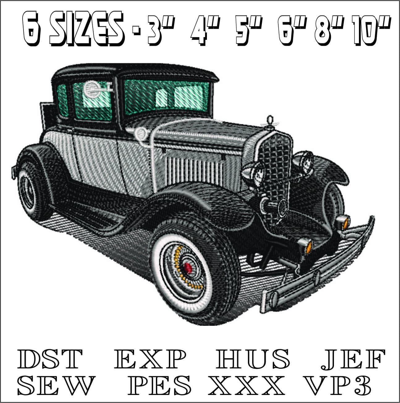 1930's American Classic Gangster Car - Swoosh - Nike Car embroidery design - instant download — view 2