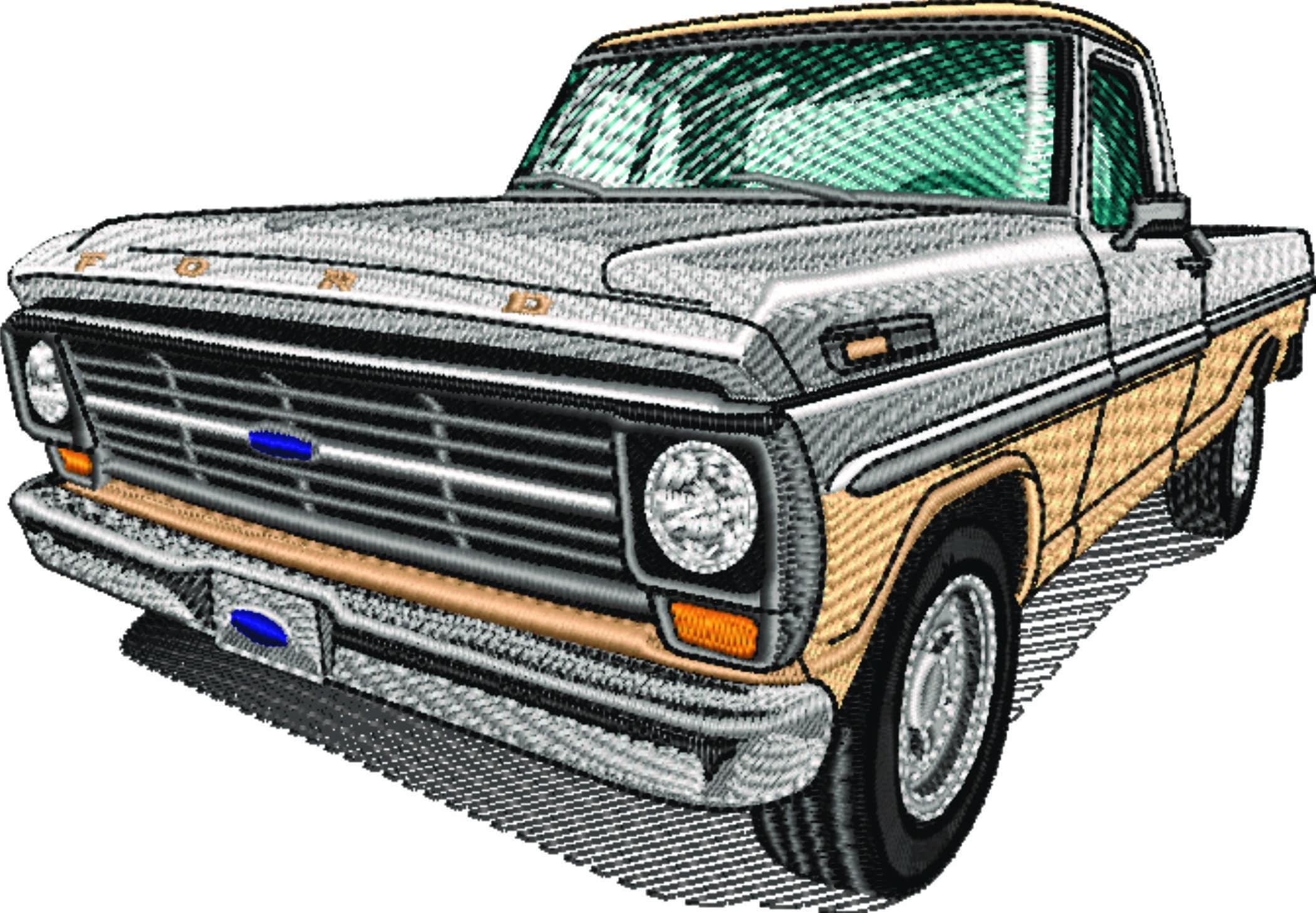 1970's American Classic Ford F100 Truck - Swoosh - Nike Car embroidery design - instant download — view 4