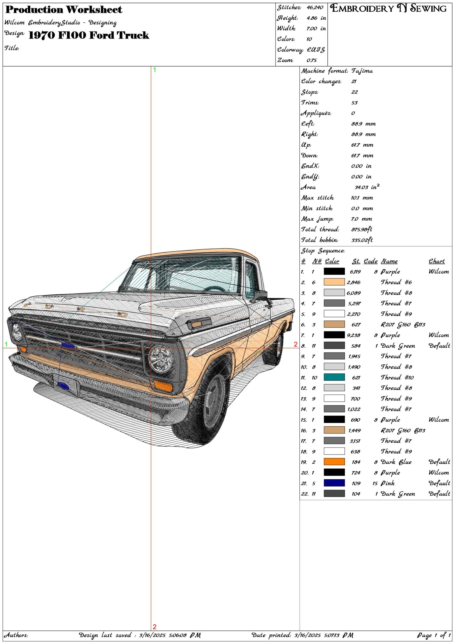 1970's American Classic Ford F100 Truck - Swoosh - Nike Car embroidery design - instant download — view 3