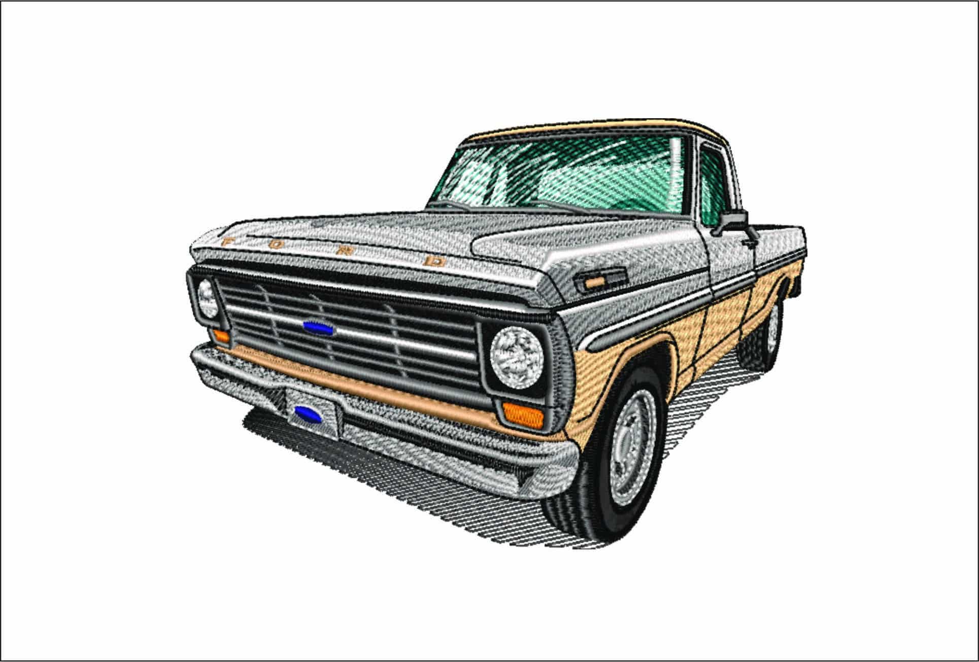 1970's American Classic Ford F100 Truck - Swoosh - Nike Car embroidery design - instant download
