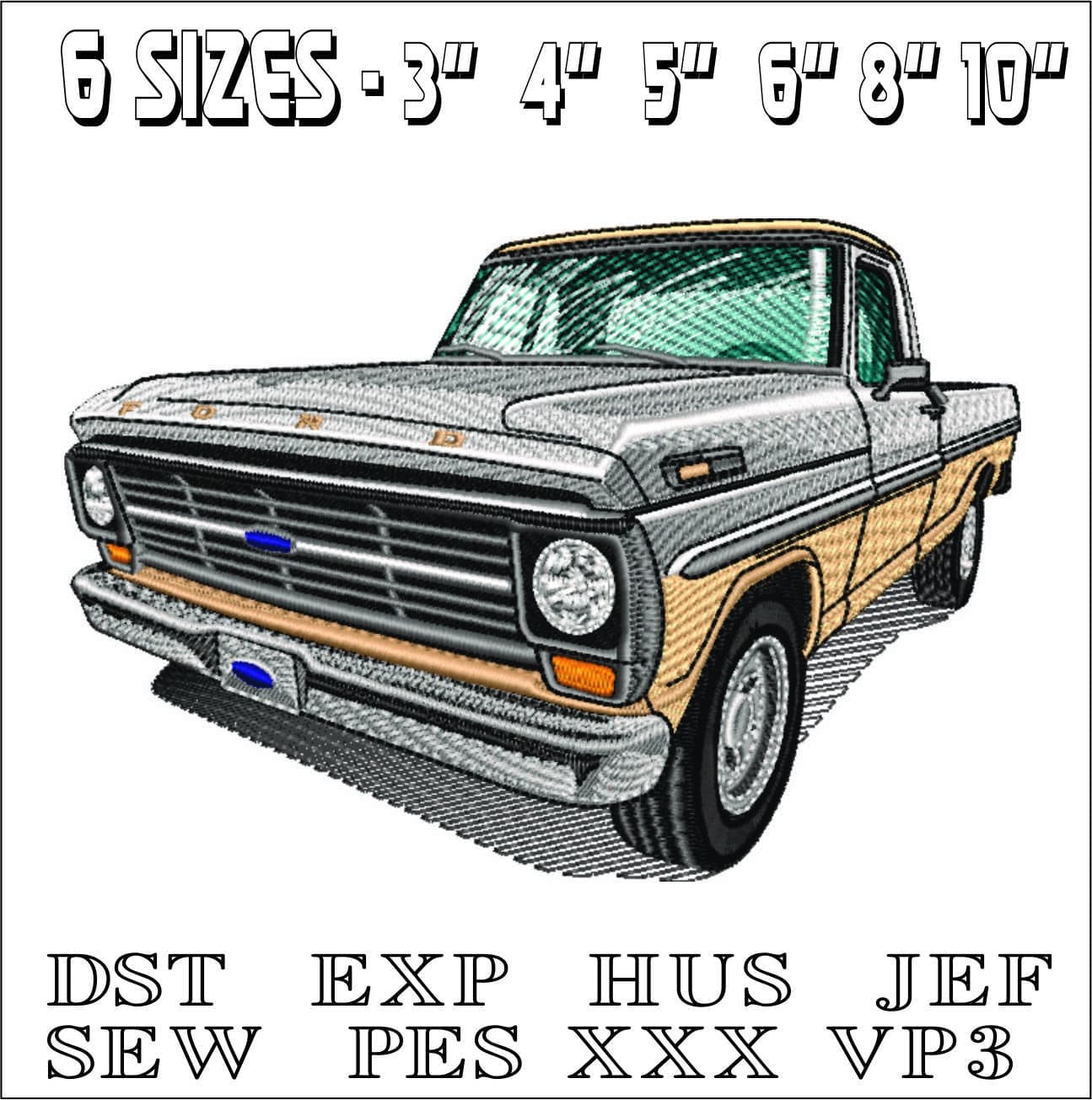 1970's American Classic Ford F100 Truck - Swoosh - Nike Car embroidery design - instant download — view 2