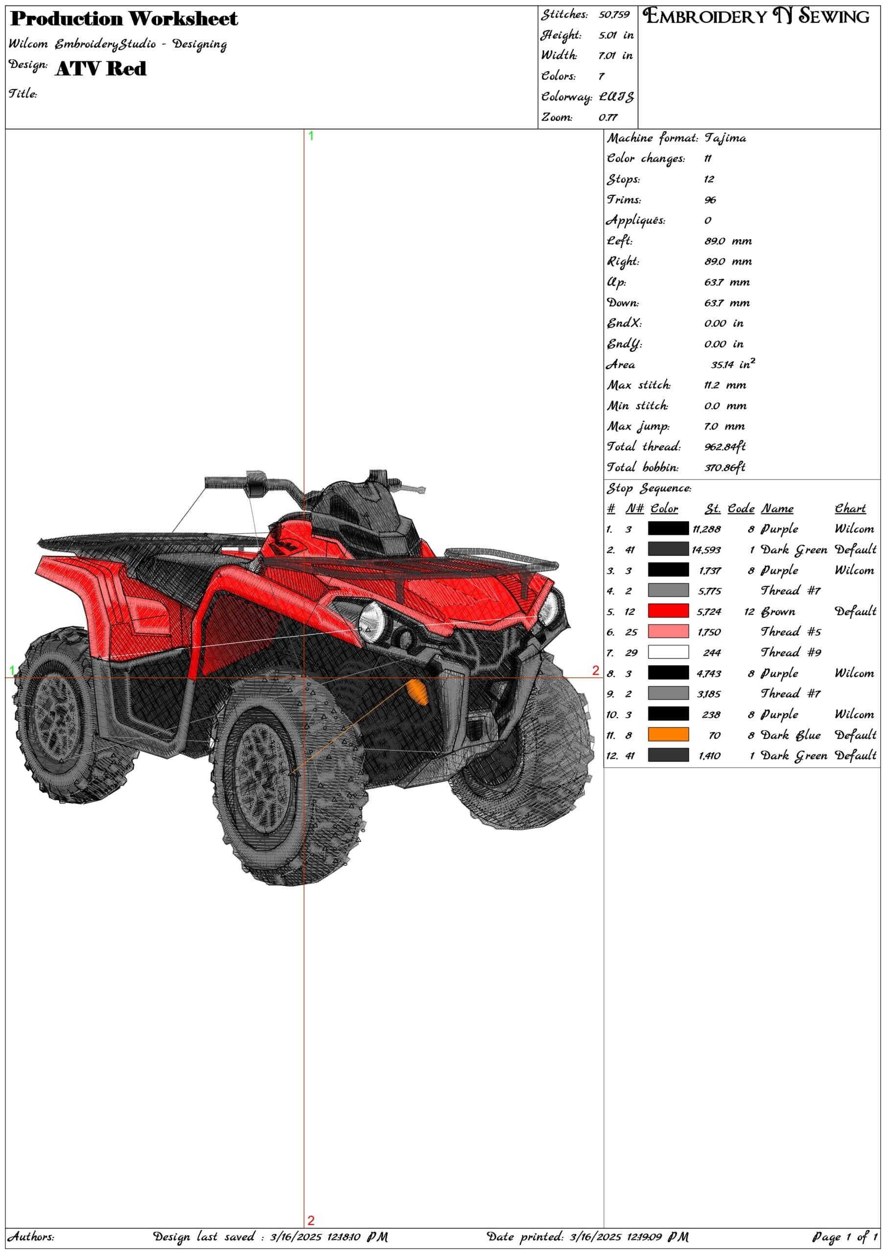 ATV Red - Swoosh - Nike Car embroidery design - instant download — view 3