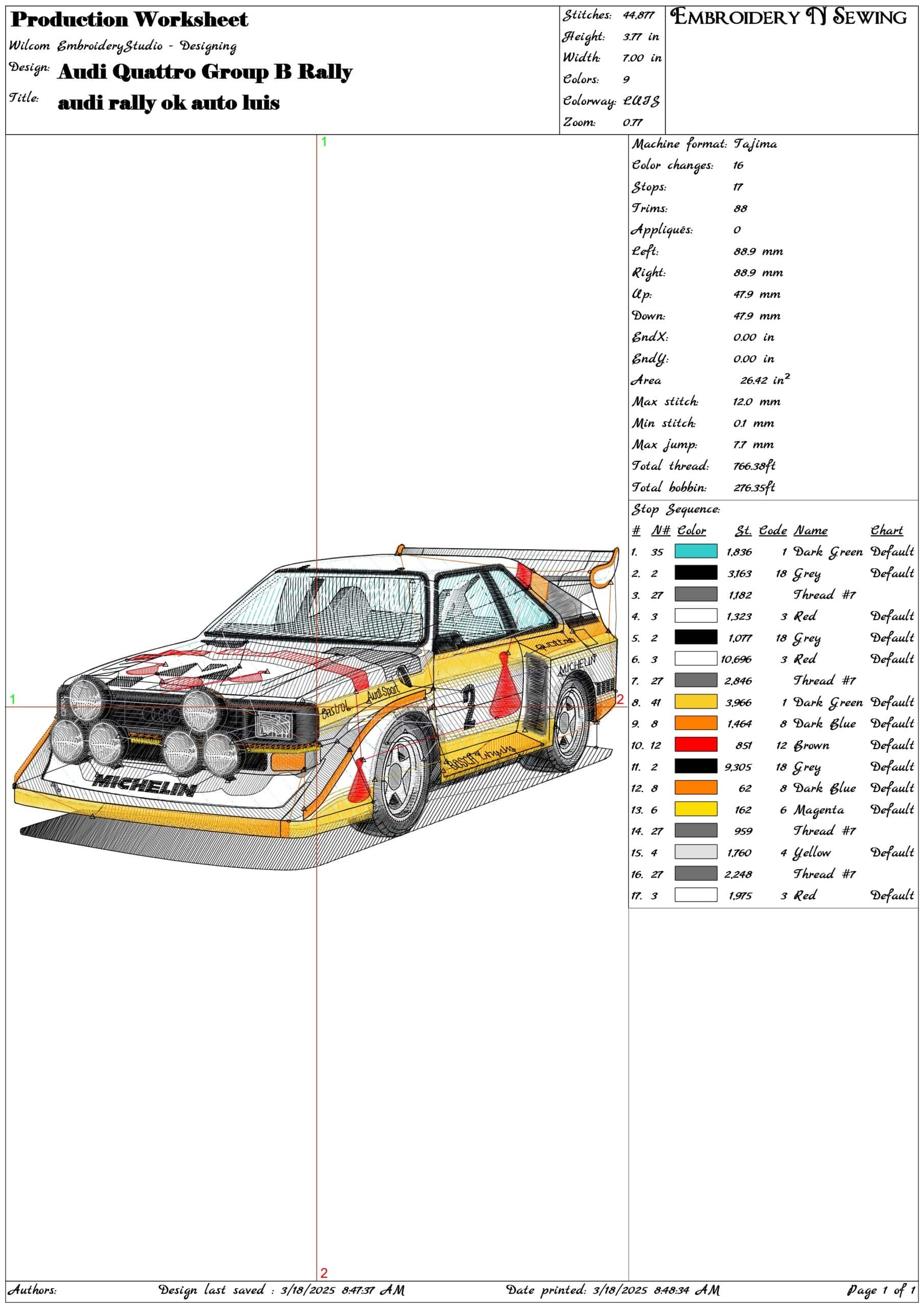 Audi Quattro Group B Rally Car - Swoosh - Nike Car embroidery design - instant download — view 3