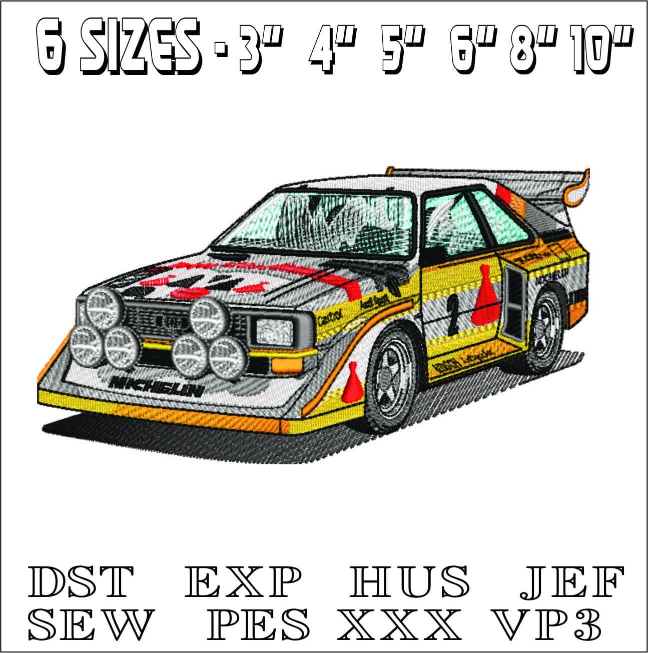 Audi Quattro Group B Rally Car - Swoosh - Nike Car embroidery design - instant download — view 2