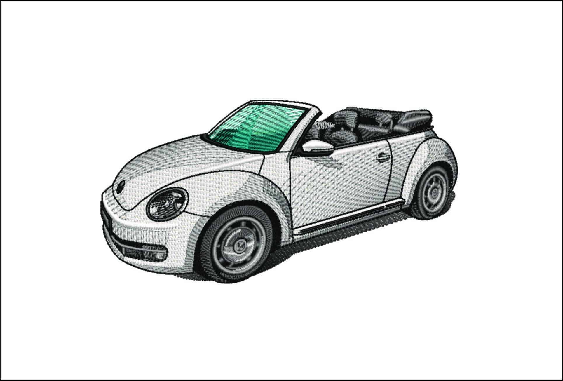 VW Convertible Beetle Car - Swoosh - Nike Car embroidery design - instant download