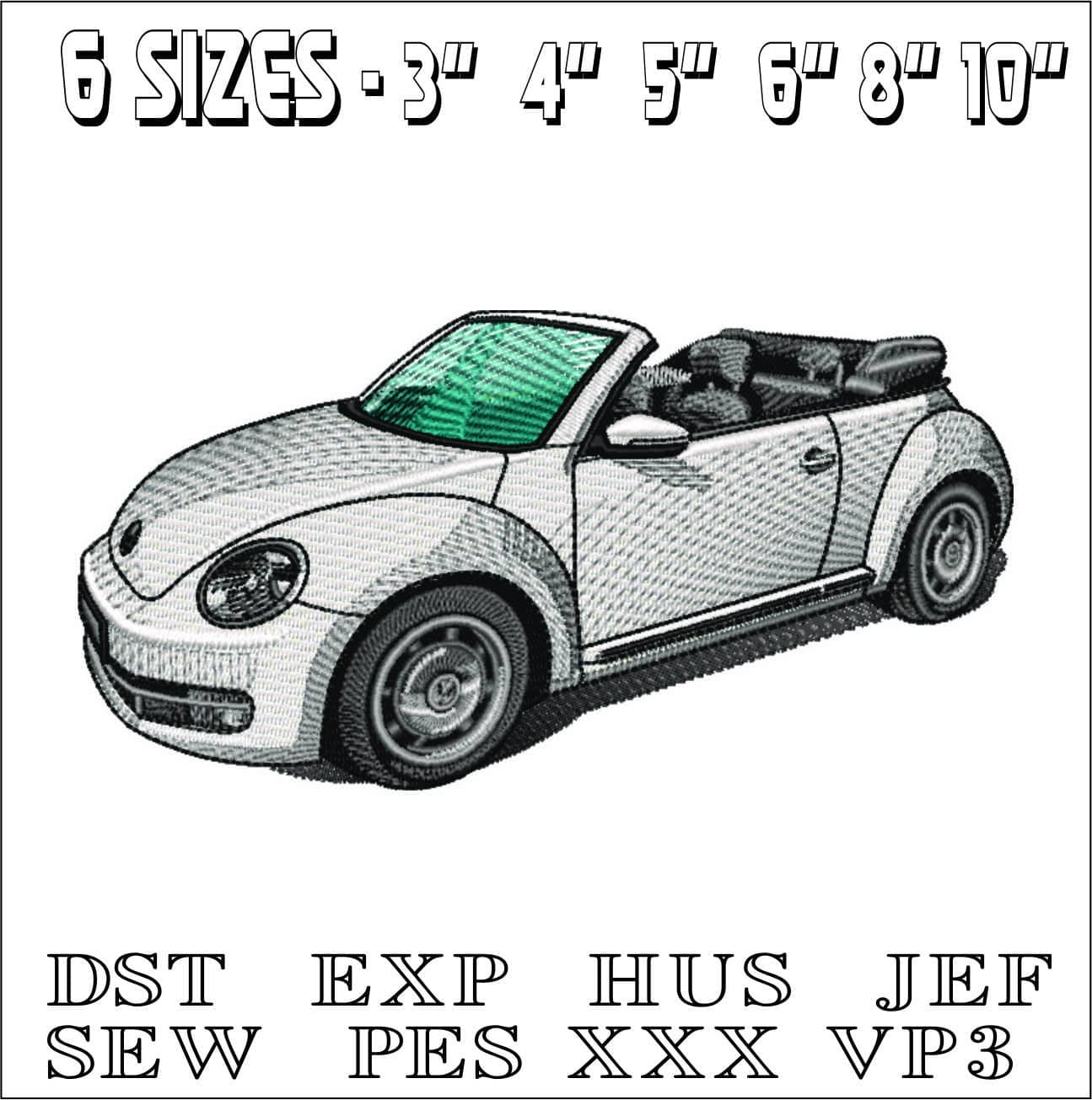 VW Convertible Beetle Car - Swoosh - Nike Car embroidery design - instant download — view 2