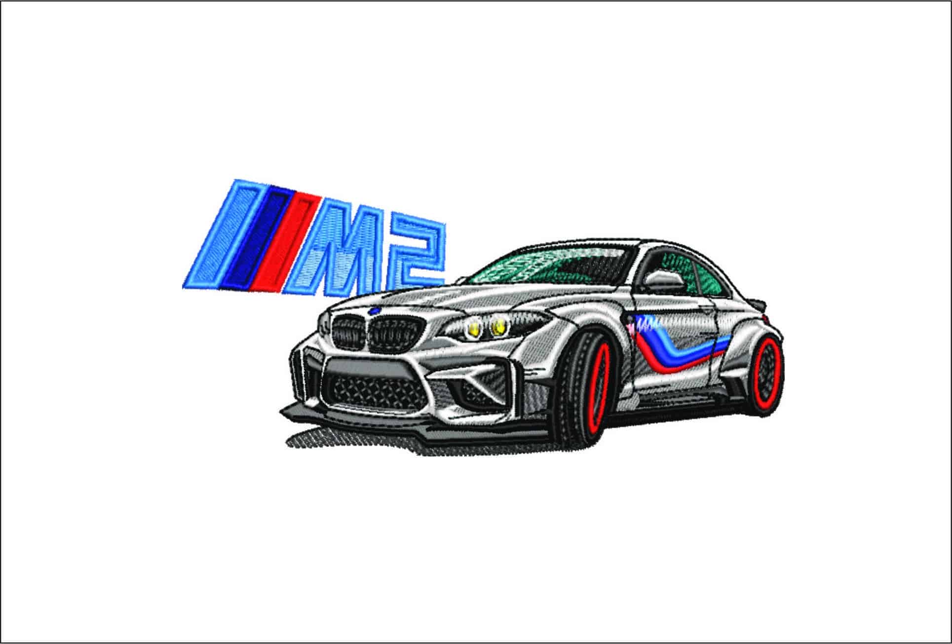 BMW M2 Coupe Car with Logo - Swoosh - Nike Car embroidery design - instant download