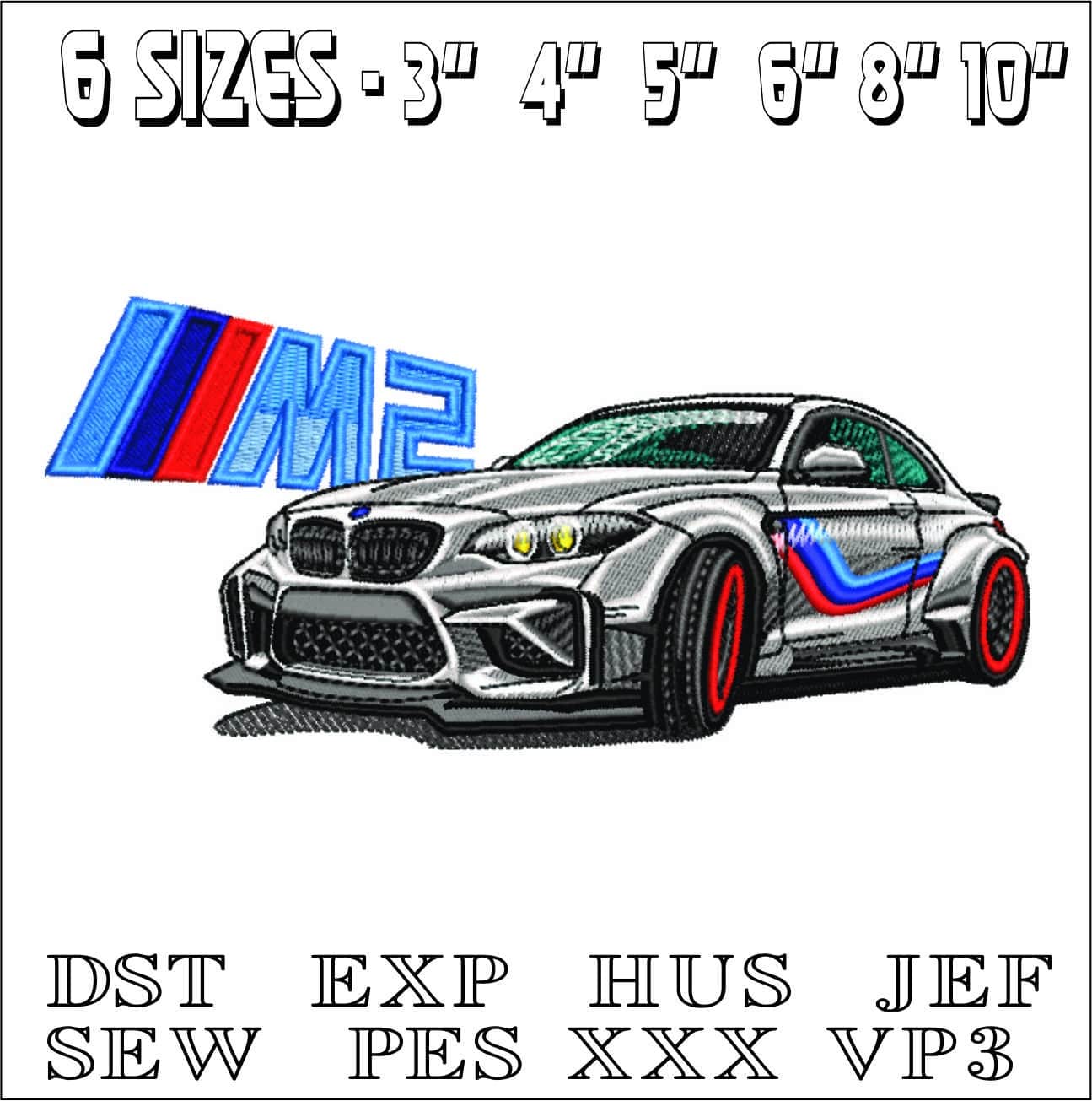 BMW M2 Coupe Car with Logo - Swoosh - Nike Car embroidery design - instant download — view 2