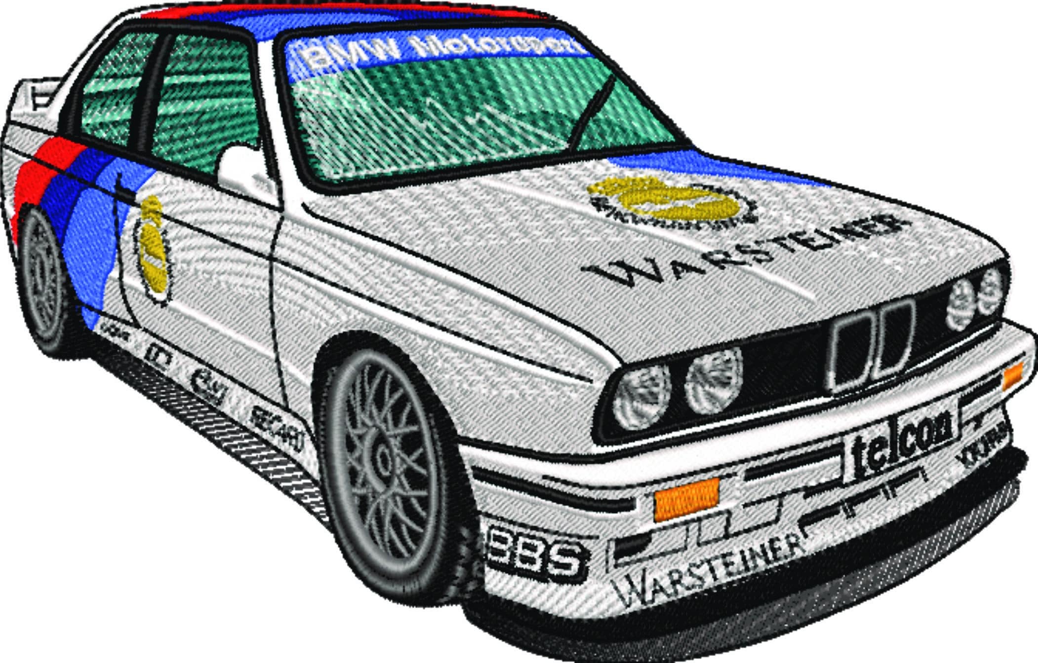 1980s BMW M3 Touring Car - Swoosh - Nike Car embroidery design - instant download — view 4