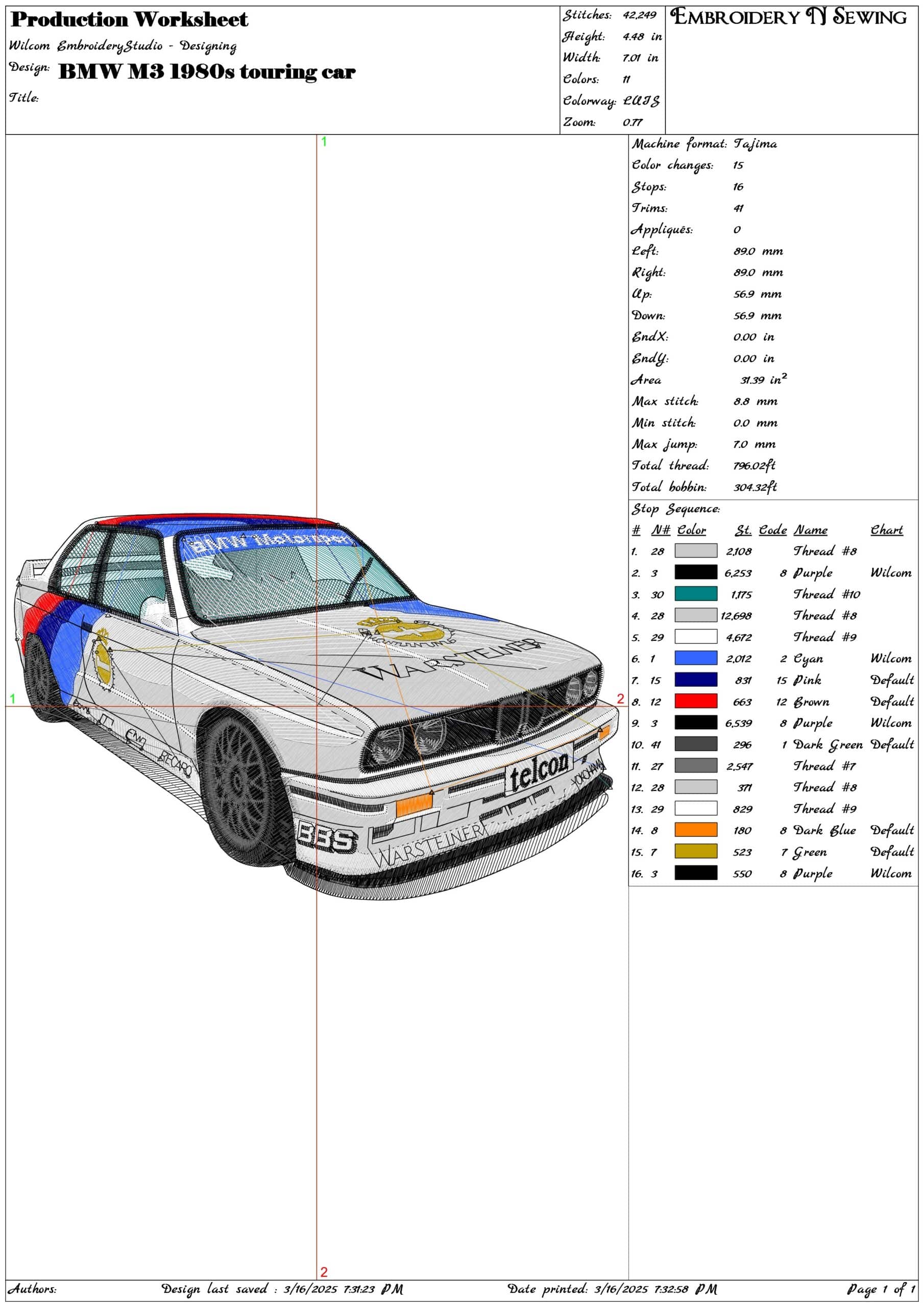1980s BMW M3 Touring Car - Swoosh - Nike Car embroidery design - instant download — view 3