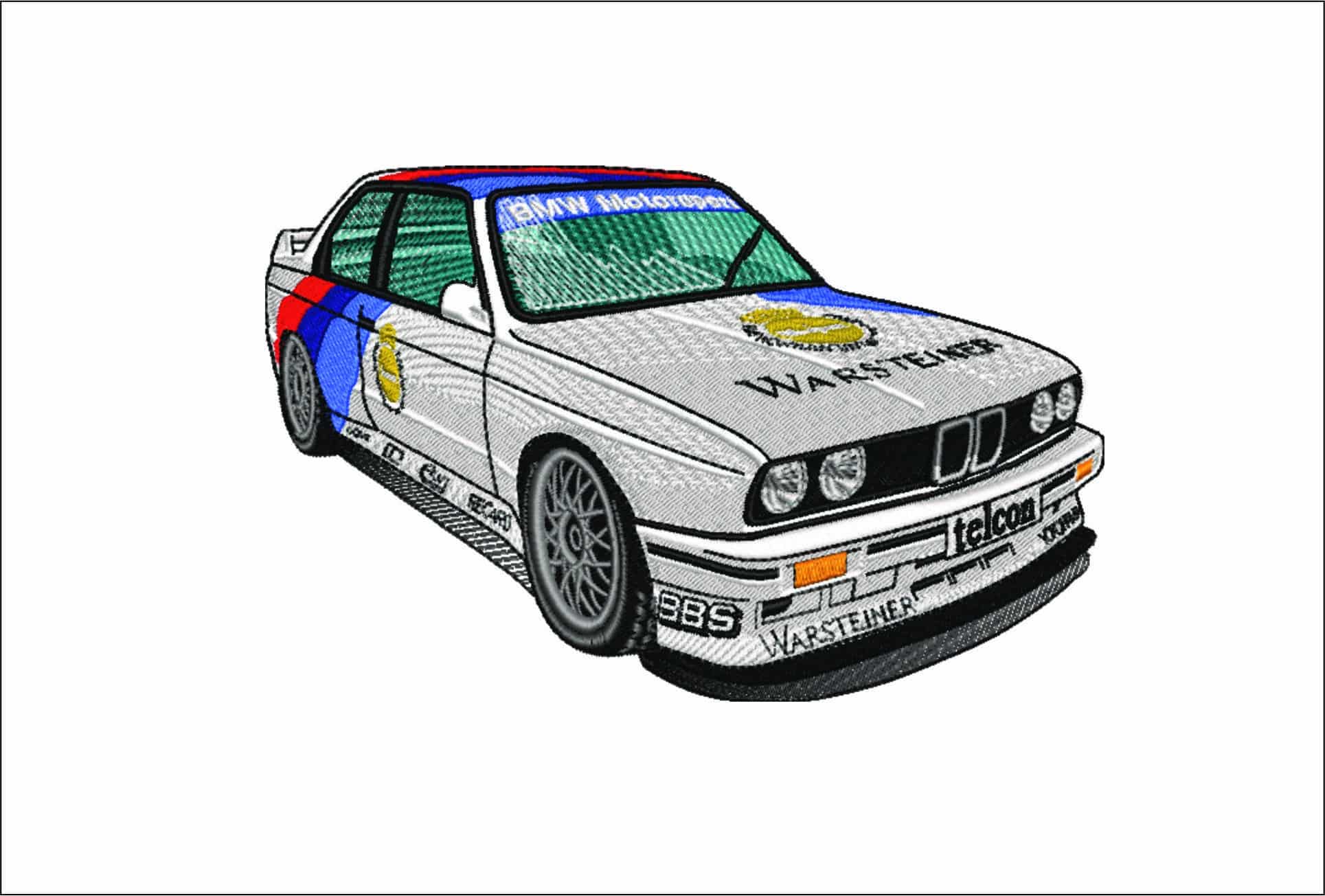 1980s BMW M3 Touring Car - Swoosh - Nike Car embroidery design - instant download