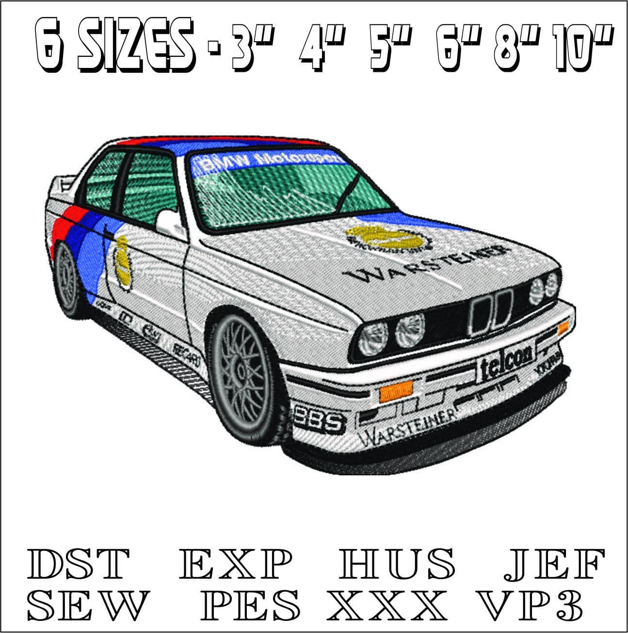 1980s BMW M3 Touring Car - Swoosh - Nike Car embroidery design - instant download — view 2